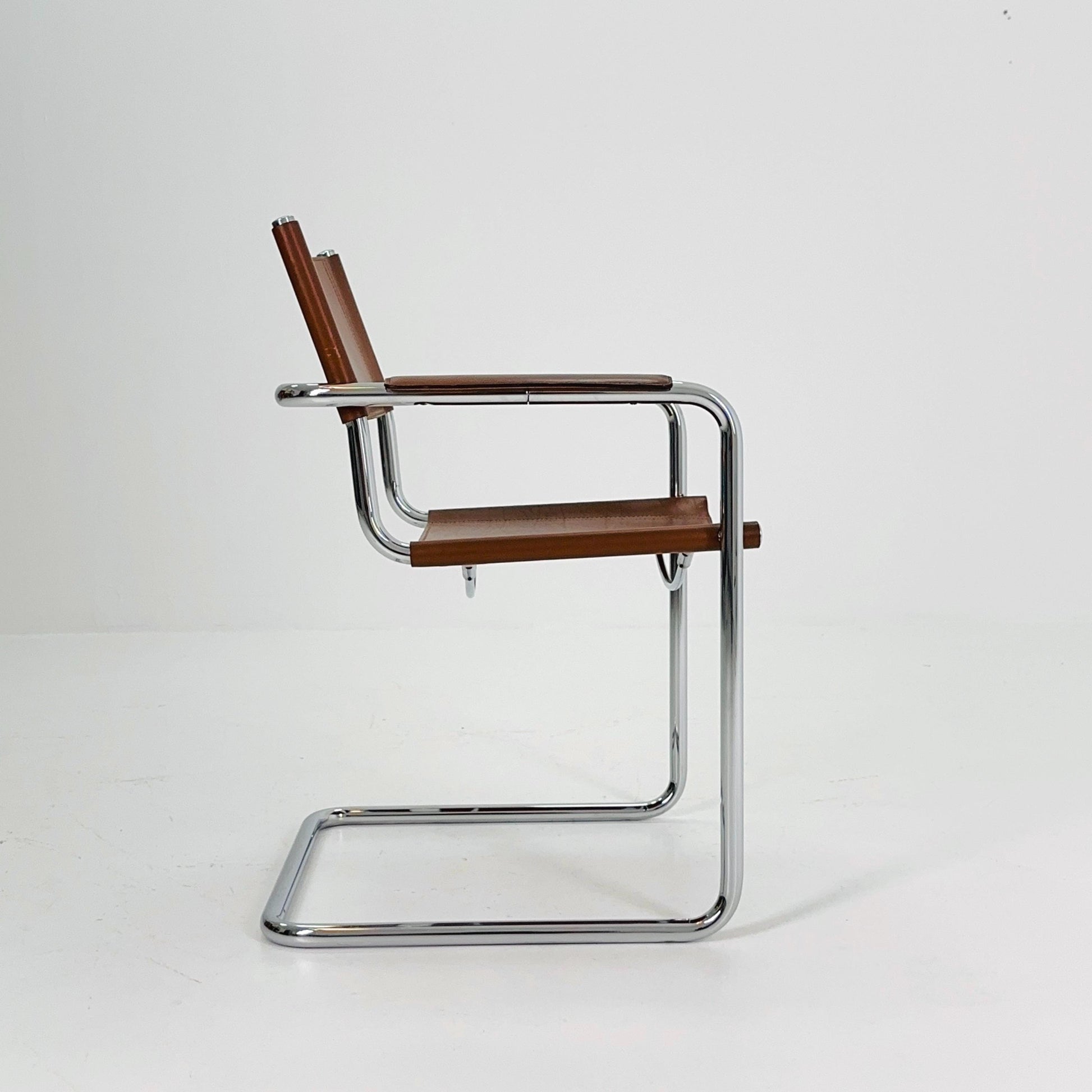 1 of 6 Model MG5 Centro Studi dining cognac leather chairs by Mart Stam & Marcel Breuer for Matteo Grassi, 1980s