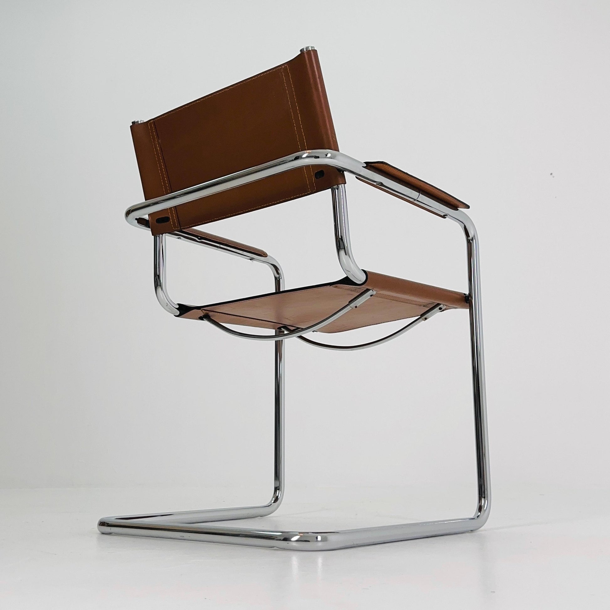 1 of 6 Model MG5 Centro Studi dining cognac leather chairs by Mart Stam & Marcel Breuer for Matteo Grassi, 1980s