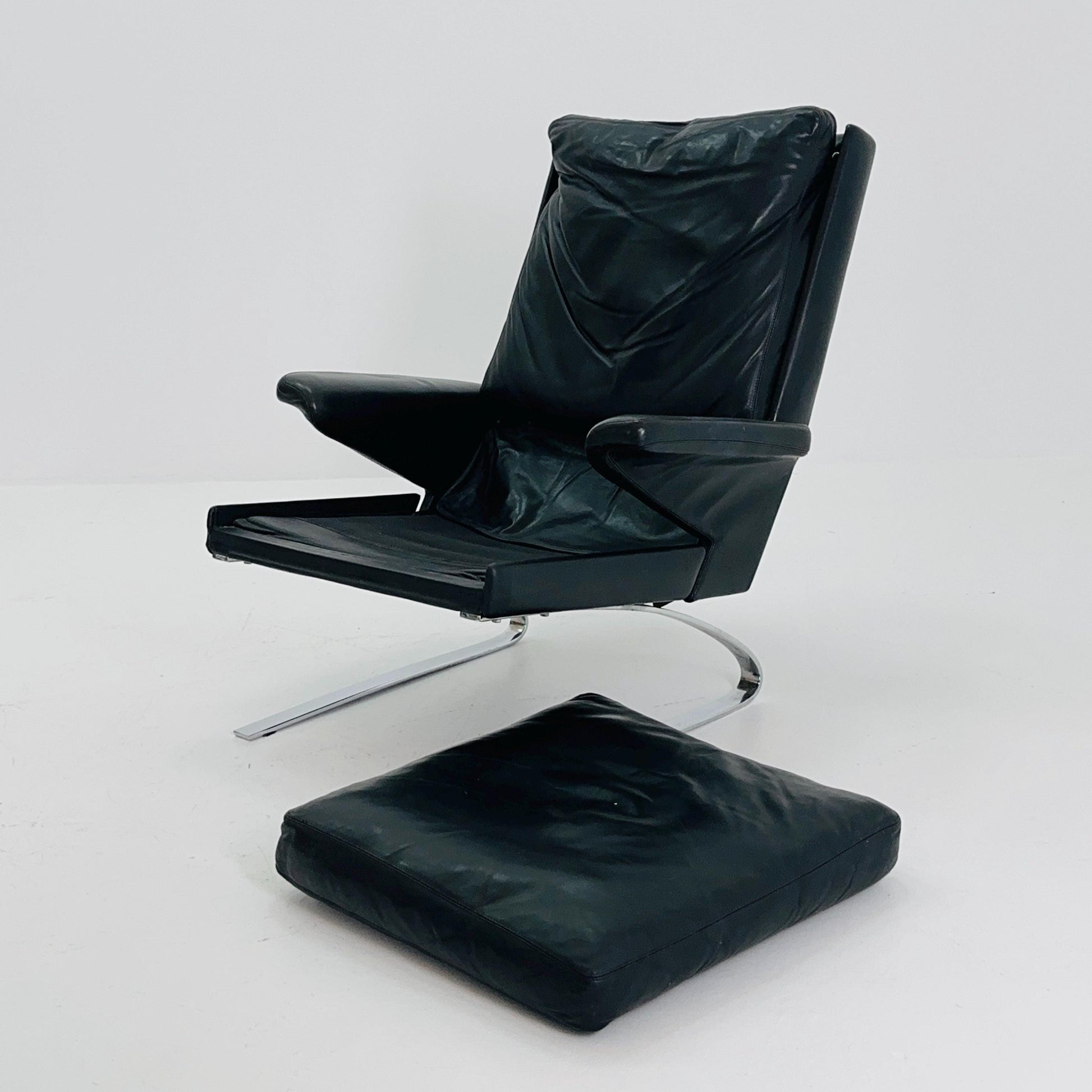 Mid Century Black Swing Lounge Chair by Reinhold Adolf for Cor Germany 1960s