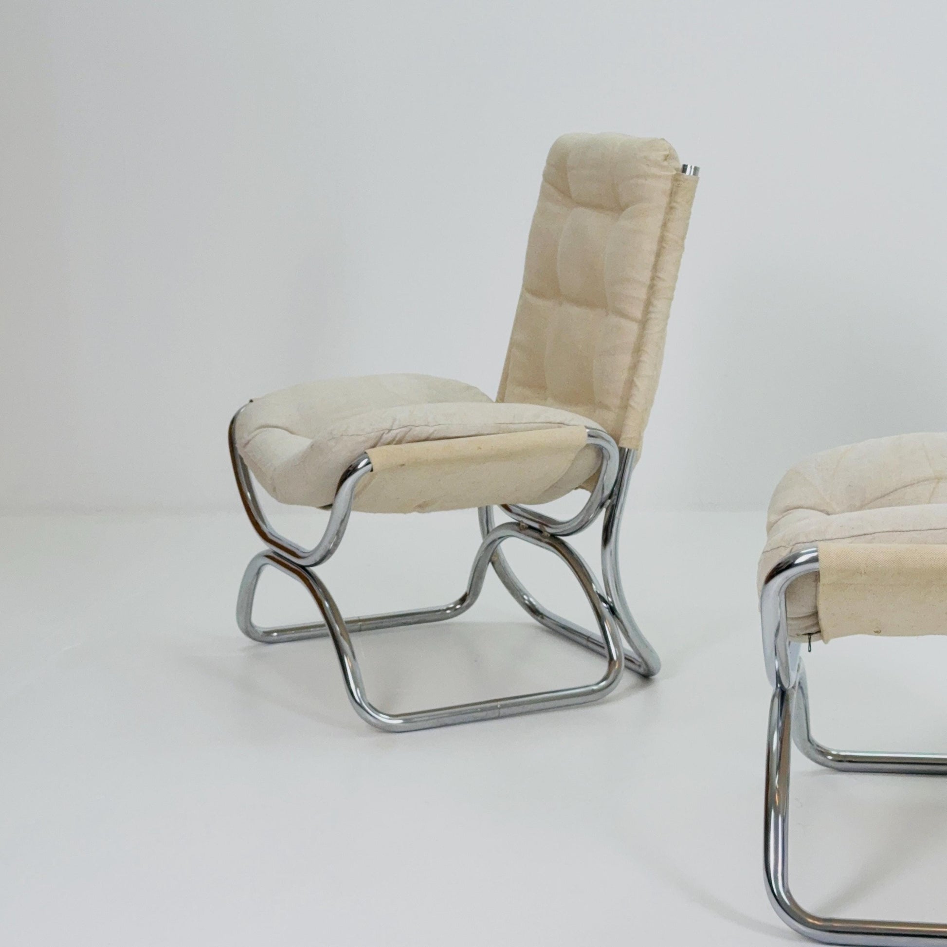 Set of 3 Mid century Jan Schröfer Lounge Chairs & Ottoman for Ahrend de Cirkel, 1970s Netherlands