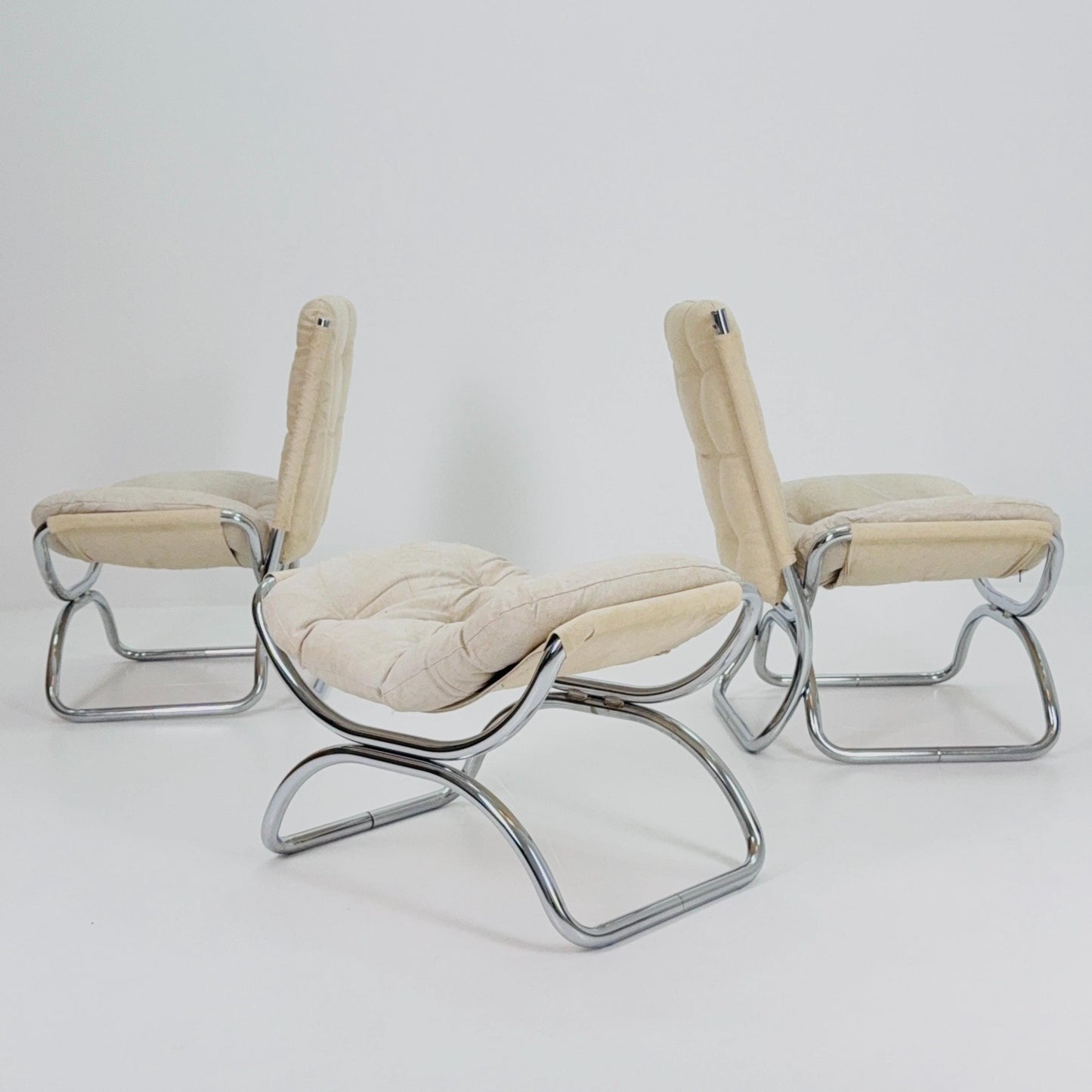Set of 3 Mid century Jan Schröfer Lounge Chairs & Ottoman for Ahrend de Cirkel, 1970s Netherlands