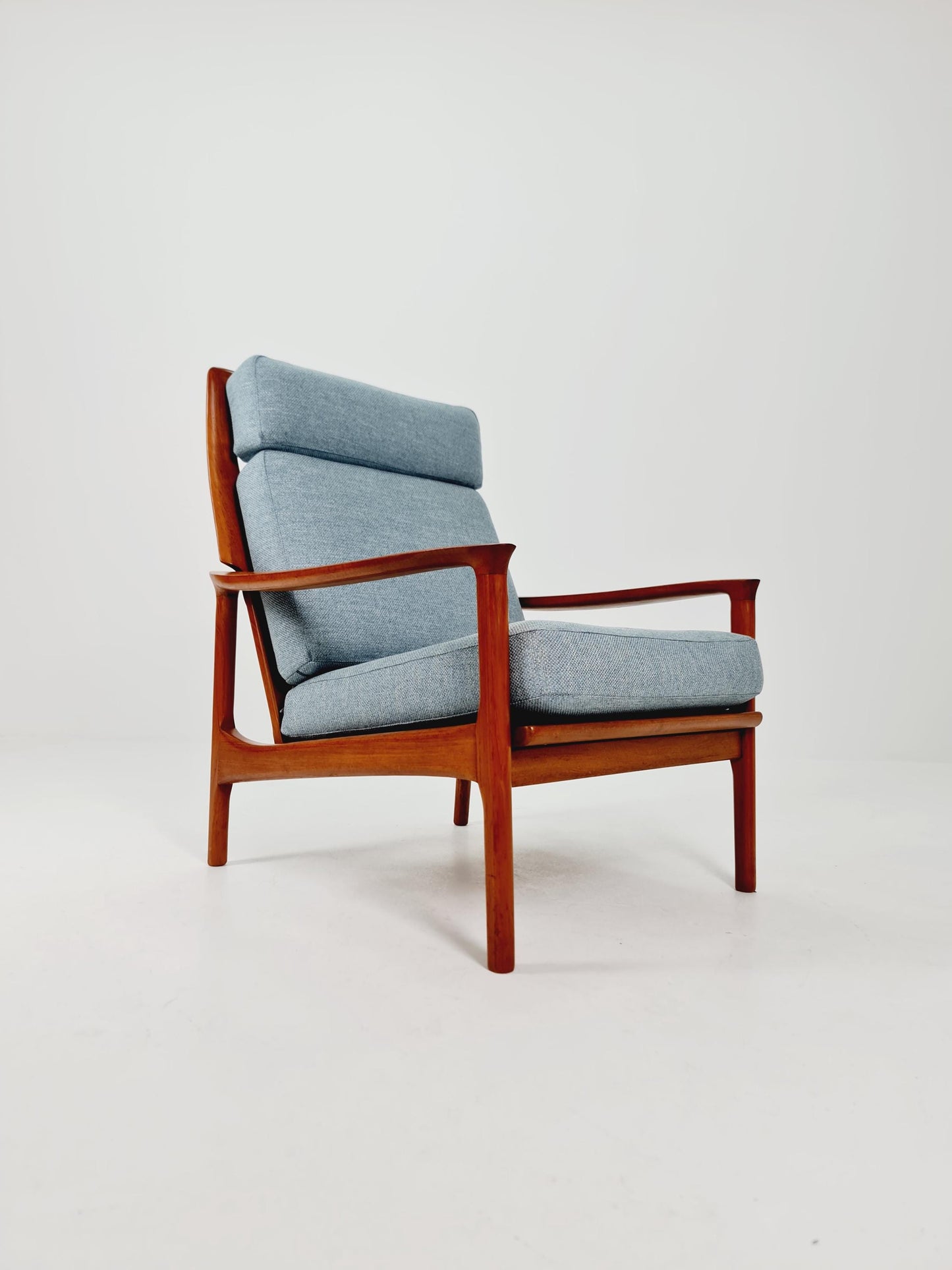 Mid Century Solid teak lounge chair/ Easy chair by Eugen Schmidt , 1960s
