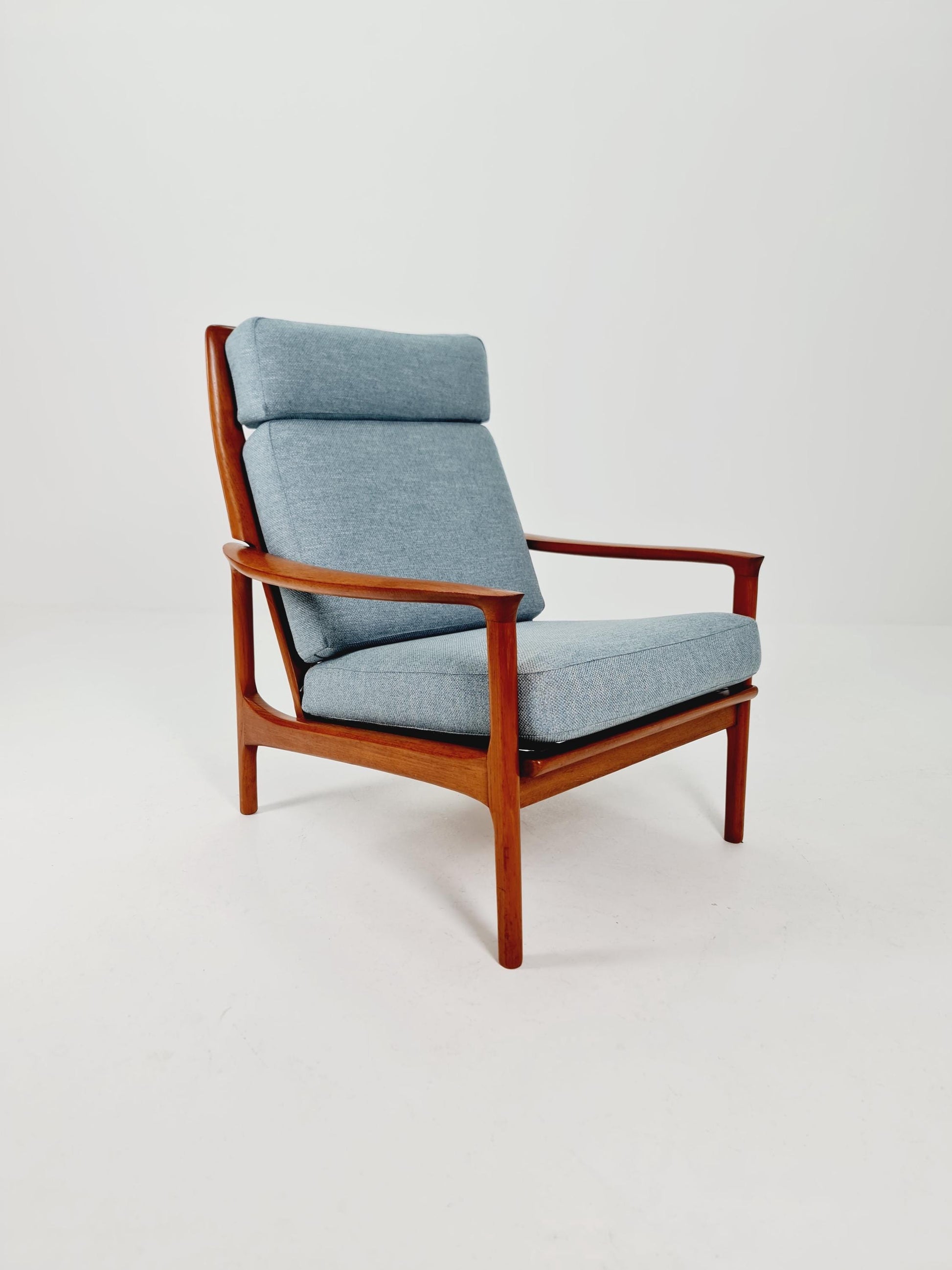 Mid Century Solid teak lounge chair/ Easy chair by Eugen Schmidt , 1960s