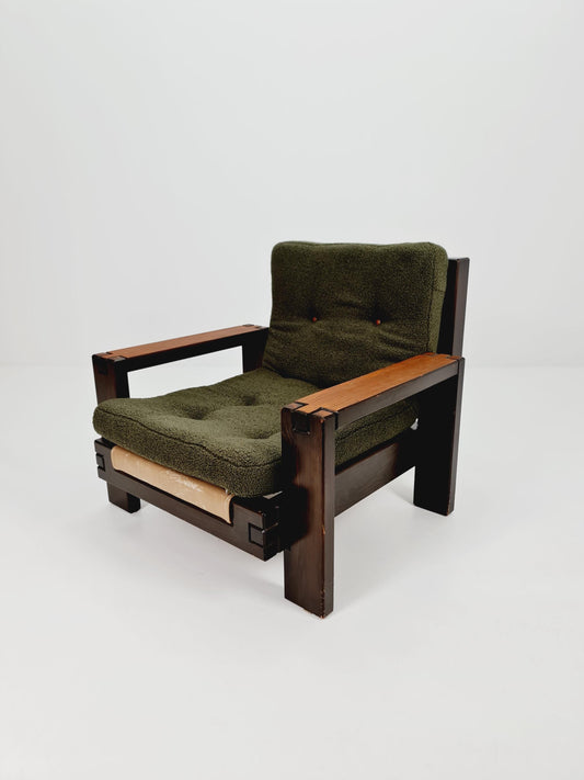 Mid Century Solid lounge chair/ Easy chair by Rausch collection Lugand , 1960s