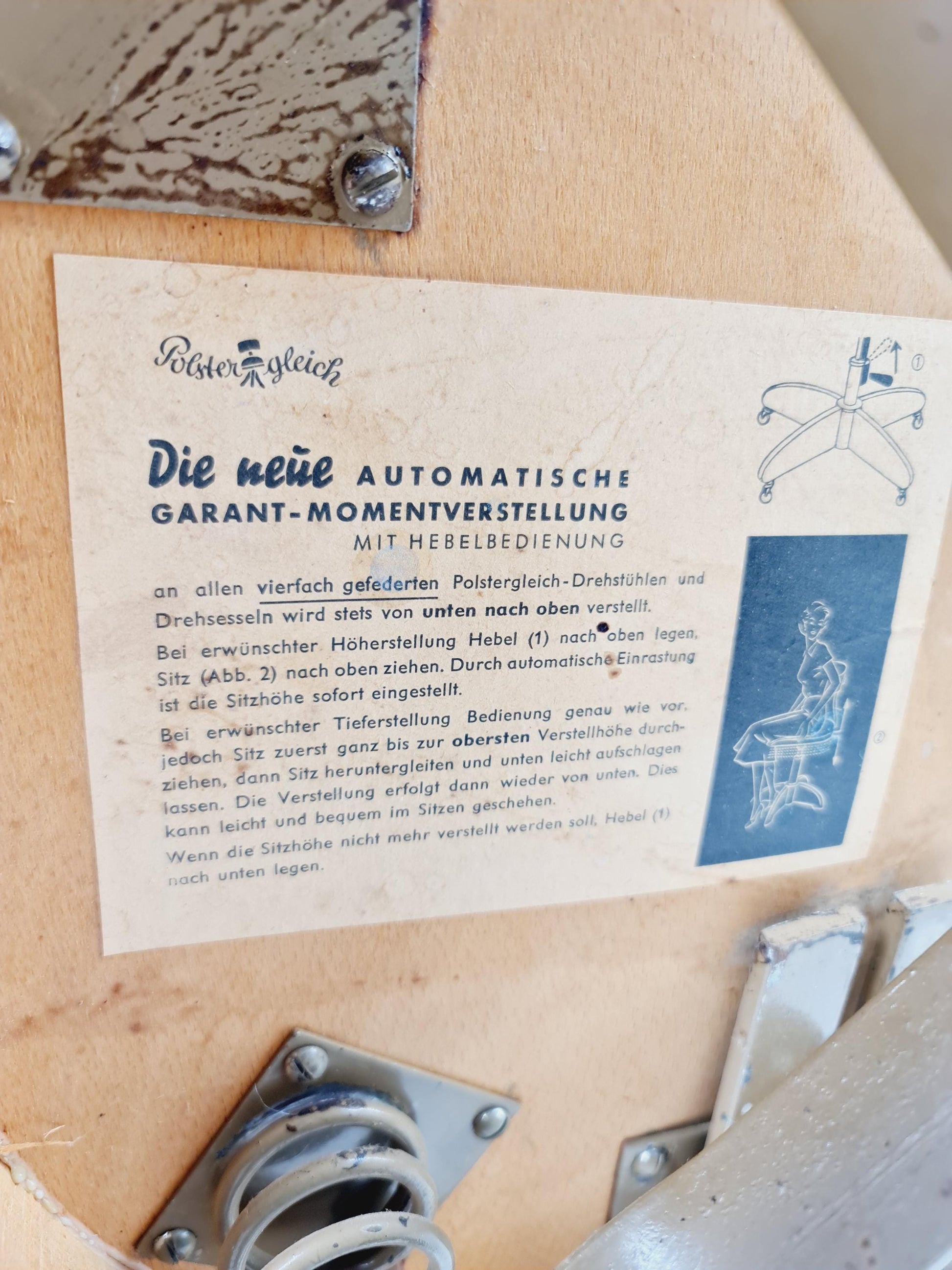 Bauhaus swivel office chair in solid wood By Polster Gleich ,1930s