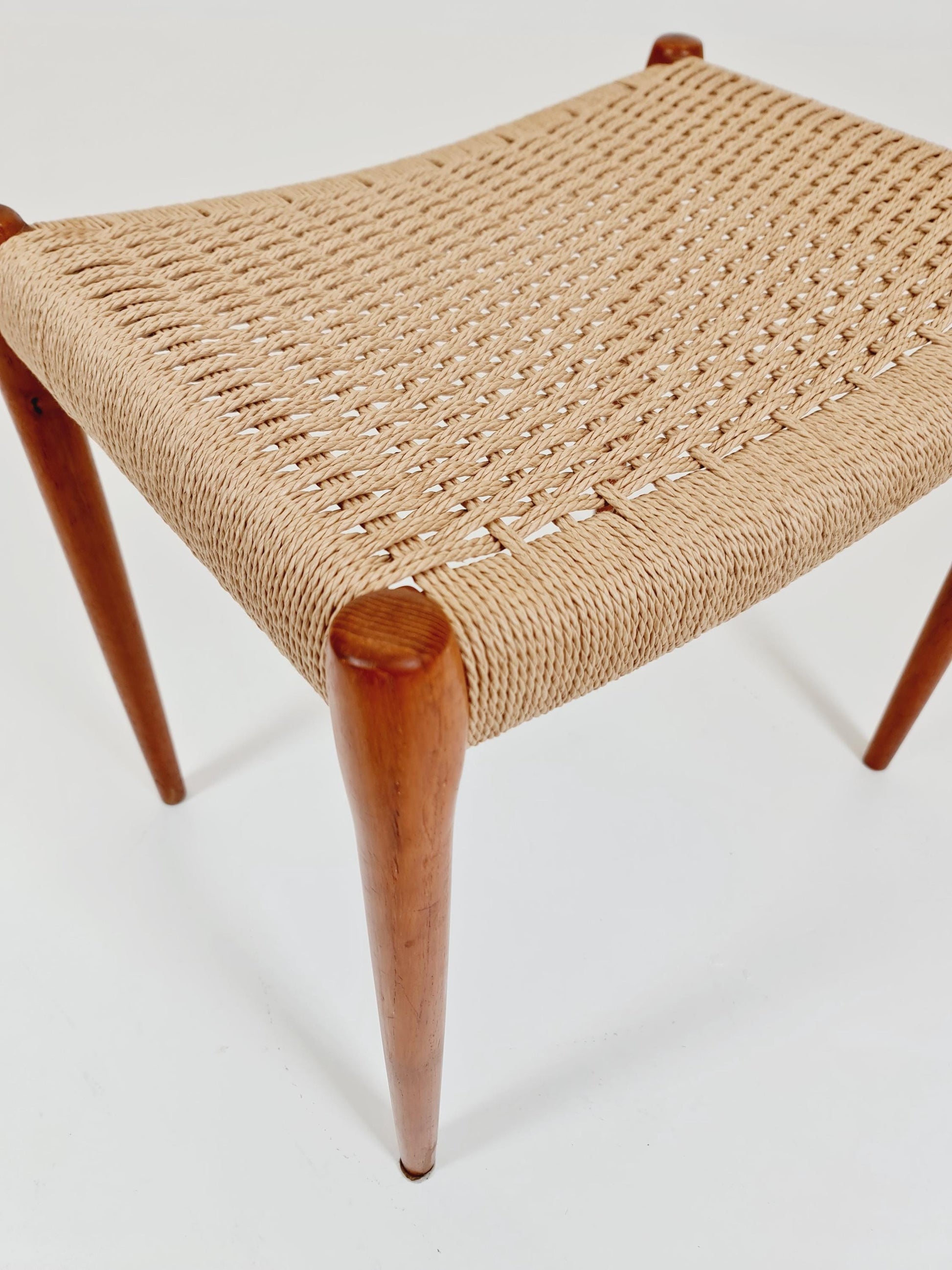 Vintage Danish teak dining stool ottoman by Niels Otto Møller , 1960s