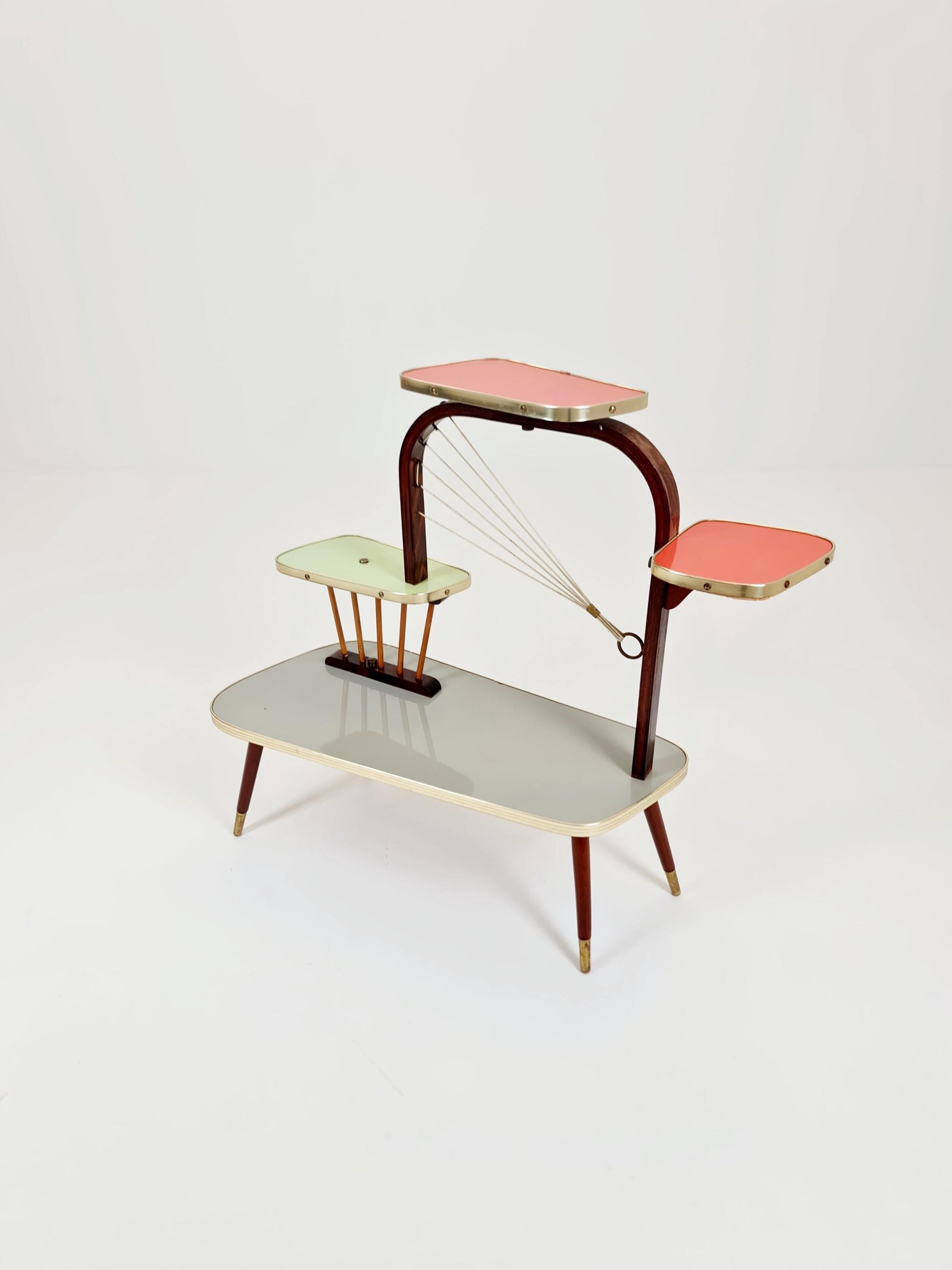 Rare Large German Plant Stand, Colorful Vintage Mid-Century Minimalist Indoor Plant Stand Side Table Retro flower table, 1950s