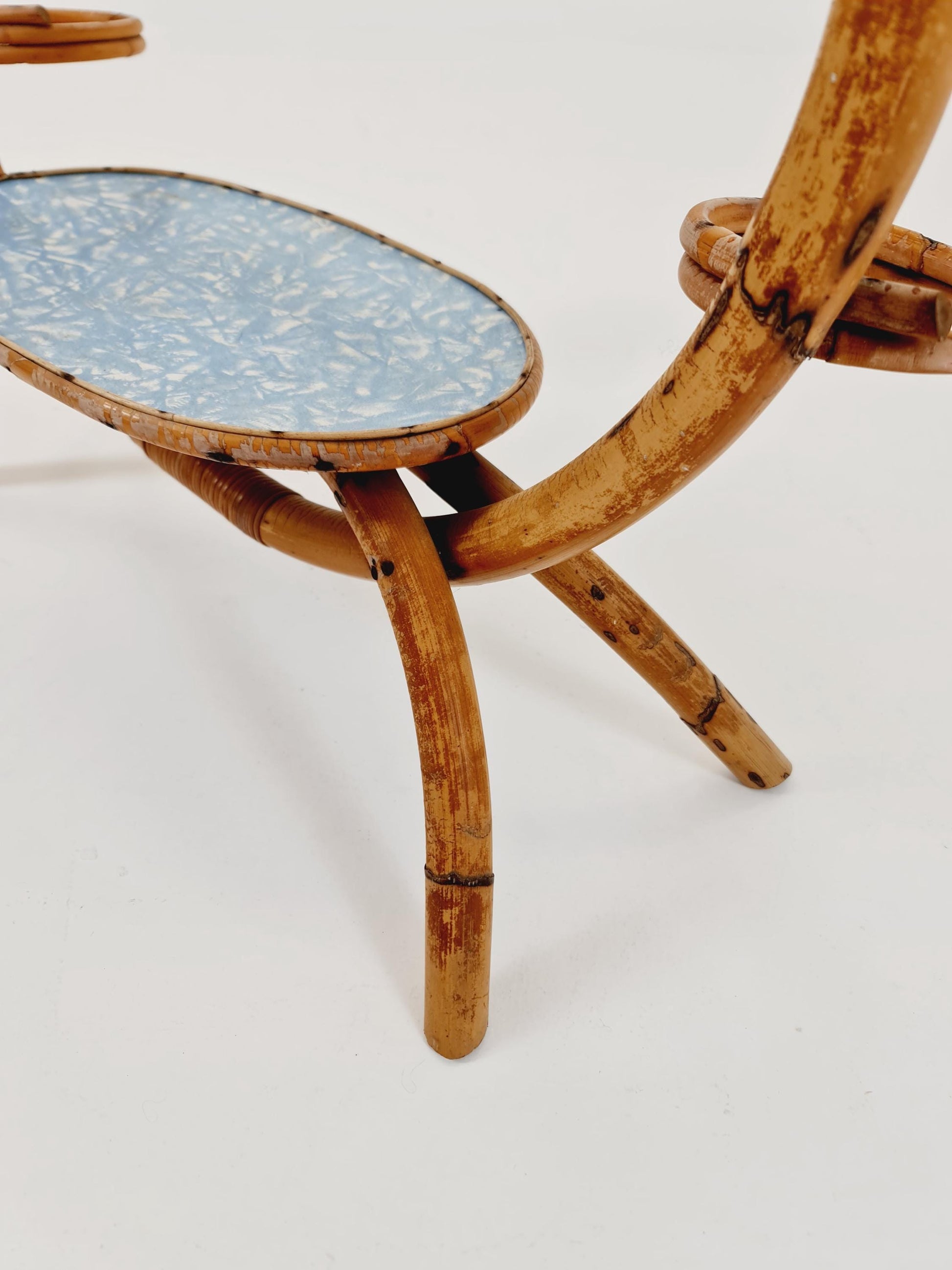 1950s German Plant Stand, bambus Vintage Mid-Century Minimalist Indoor Plant Stand Side Table Retro flower table