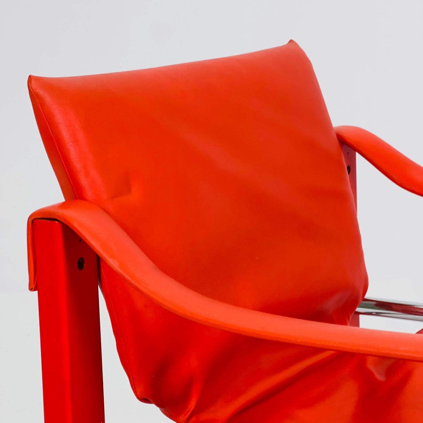 Mid century Red leather Safari armchairs from Arkana by Maurice Burke, United Kingdom 1970s Scotland