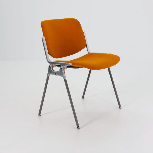 Mid century Stacking Orange fabric chair by Giancarlo Piretti for Anomima Castelli ,Italy 1960s