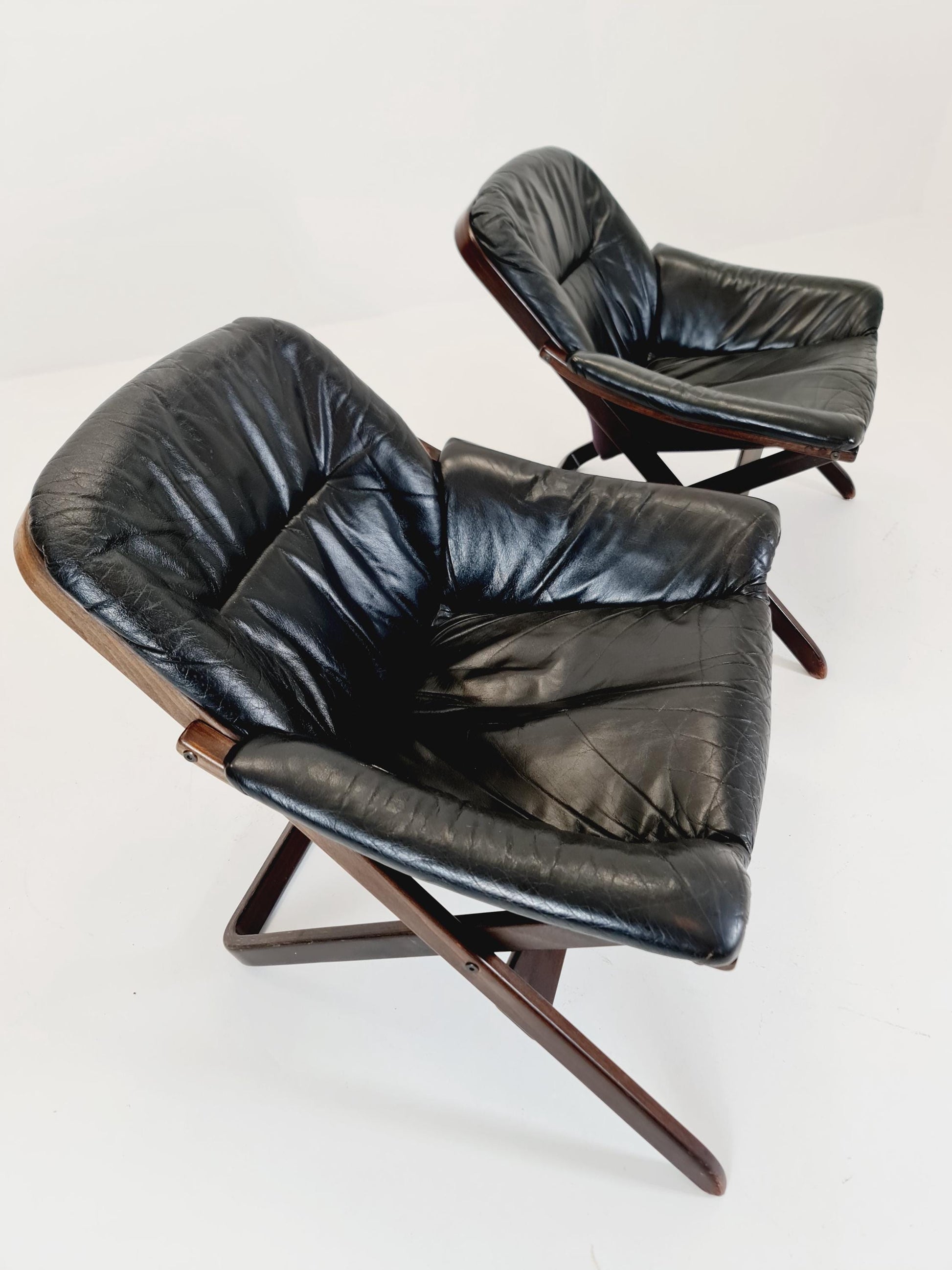 Swedish Midcentury leather armchair by Gote Mobler Nassjo , 1960s, set of 2