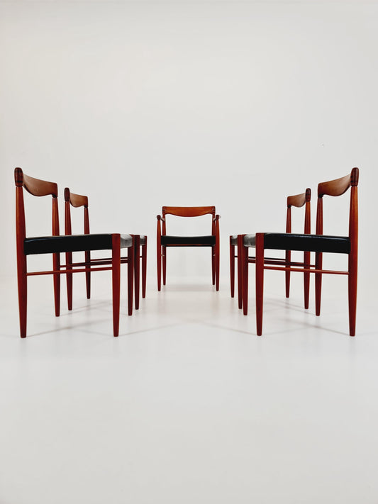 Danish teak & danish cord dining chairs by H. W. Klein for Bramin, 1960s, set of 4