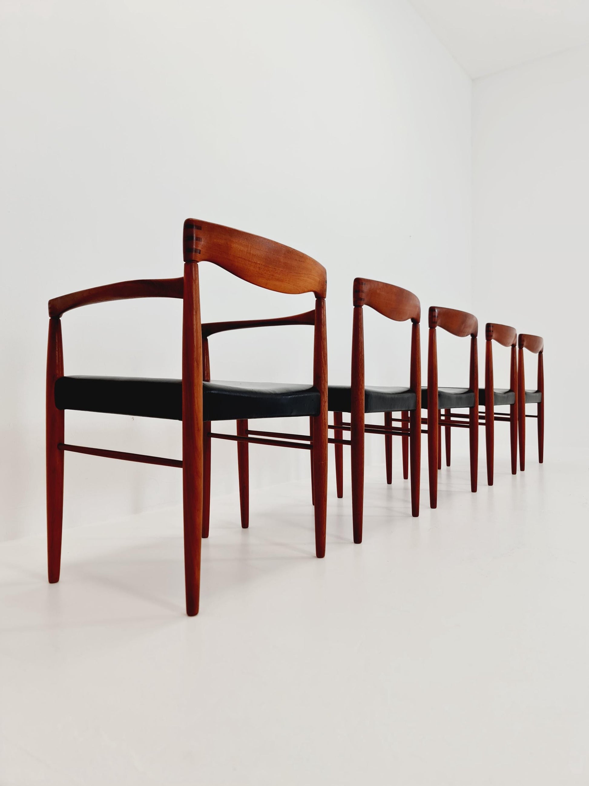 Danish teak & danish cord dining chairs by H. W. Klein for Bramin, 1960s, set of 4