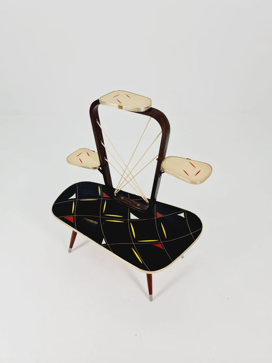 Big 1950s German Plant Stand, Colorful Vintage Mid-Century Minimalist Indoor Plant Stand Side Table Retro flower table