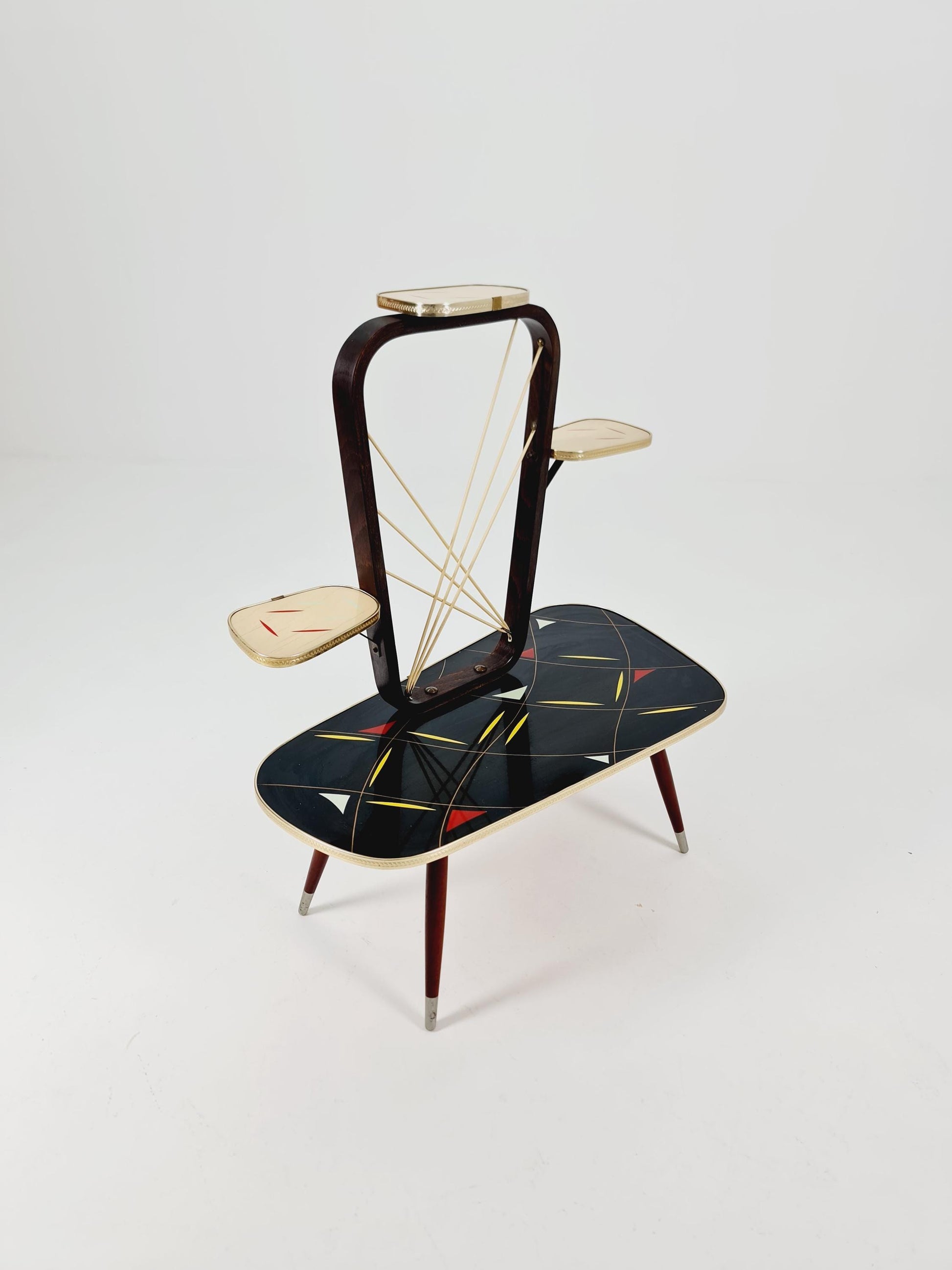 Big 1950s German Plant Stand, Colorful Vintage Mid-Century Minimalist Indoor Plant Stand Side Table Retro flower table