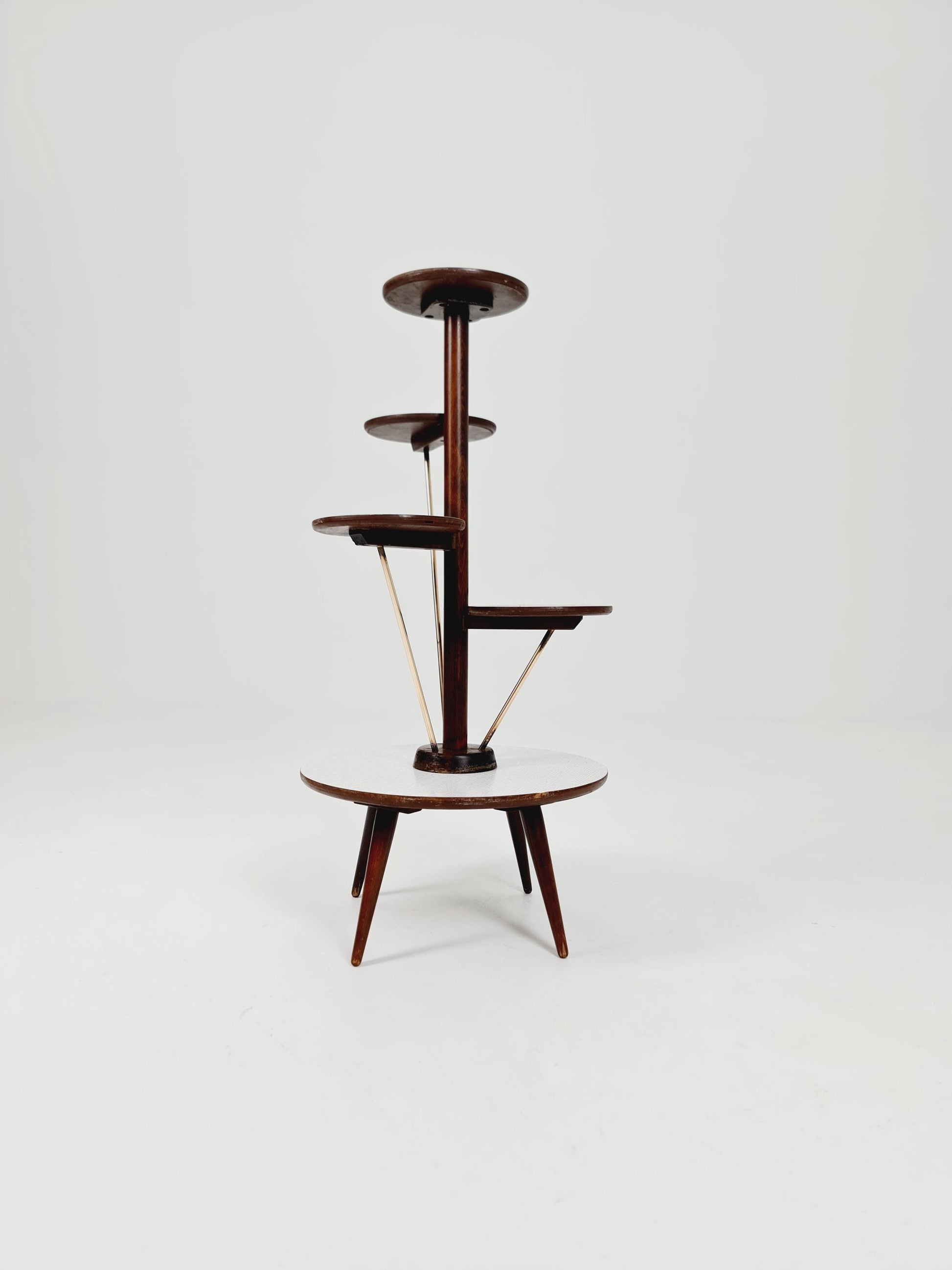 Big 1950s German Plant Stand, Colorful Vintage Mid-Century Minimalist Indoor Plant Stand Side Table Retro flower table By Opal