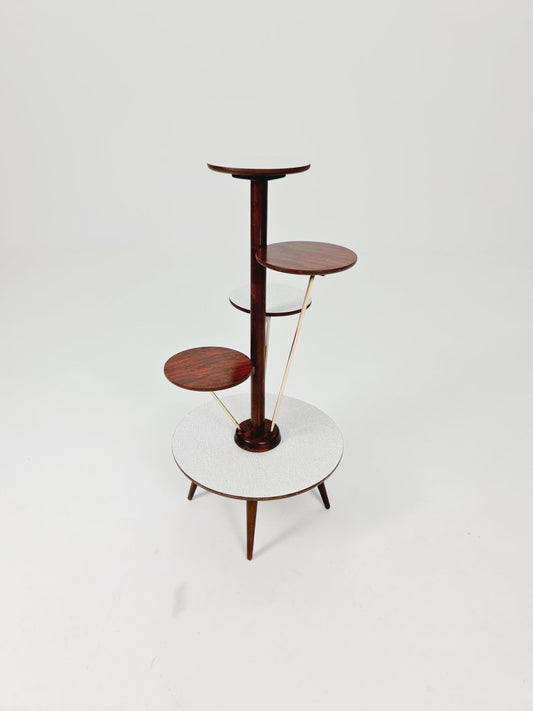 Big 1950s German Plant Stand, Colorful Vintage Mid-Century Minimalist Indoor Plant Stand Side Table Retro flower table By Opal
