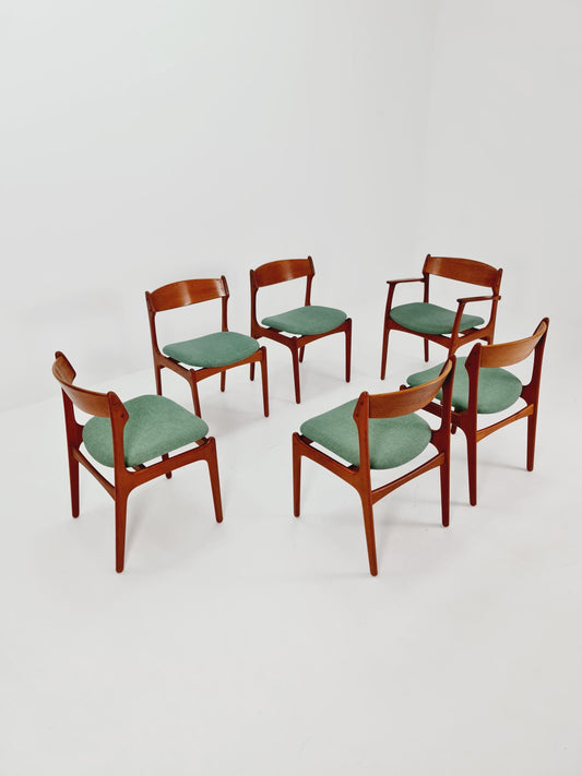 Vintage Danish teak dining/desk chairs by Erik Buch for O D Möbler, 1960s Set of 6