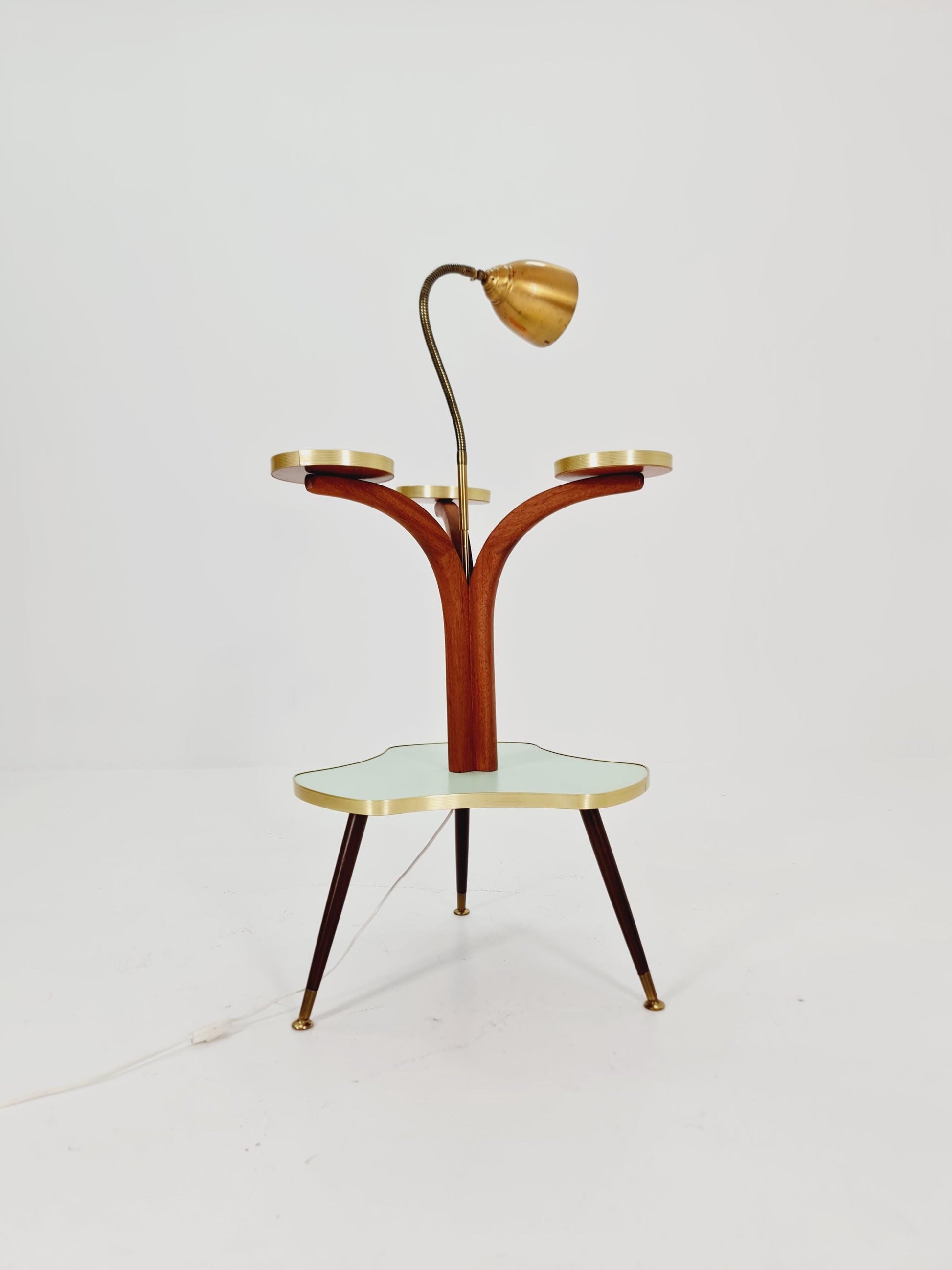 Super Rare Vintage German plant Stand Minimalist Indoor Plant Stand Side flower table with lamp 1960s