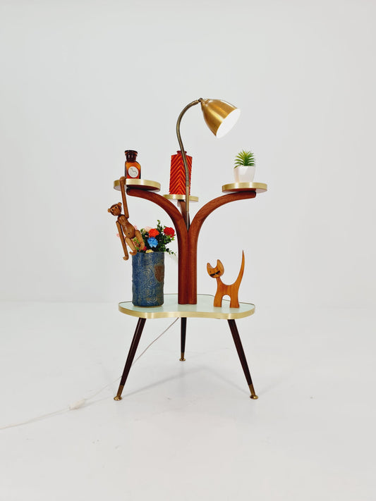 Super Rare Vintage German plant Stand Minimalist Indoor Plant Stand Side flower table with lamp 1960s