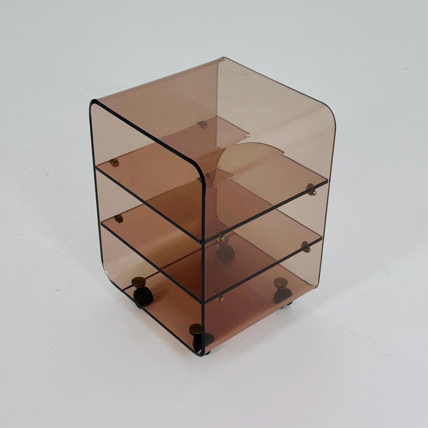 Space age Smoked Brown Plexiglass Trolley-side table by Michel Dumas for Roche Bobois 1970s