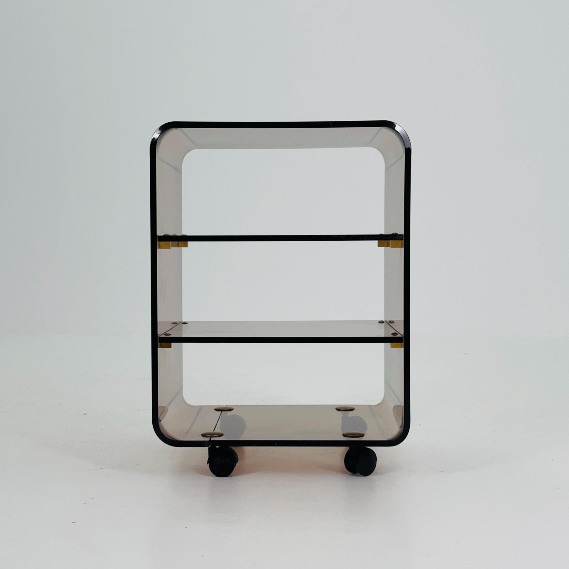 Space age Smoked Brown Plexiglass Trolley-side table by Michel Dumas for Roche Bobois 1970s