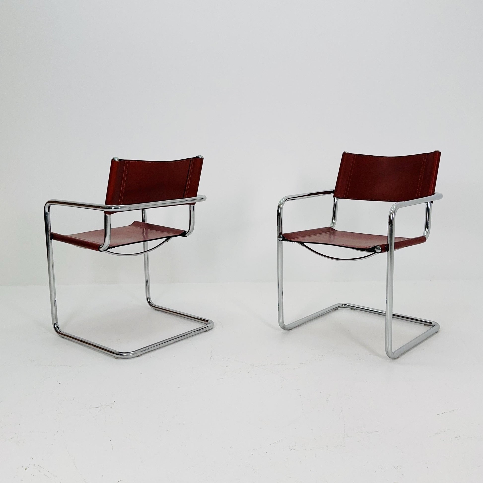 set of 2 Mid century Model MG5 Centro Studi desk chair by Mart Stam & Marcel Breuer for Matteo Grassi, Italy 1980s
