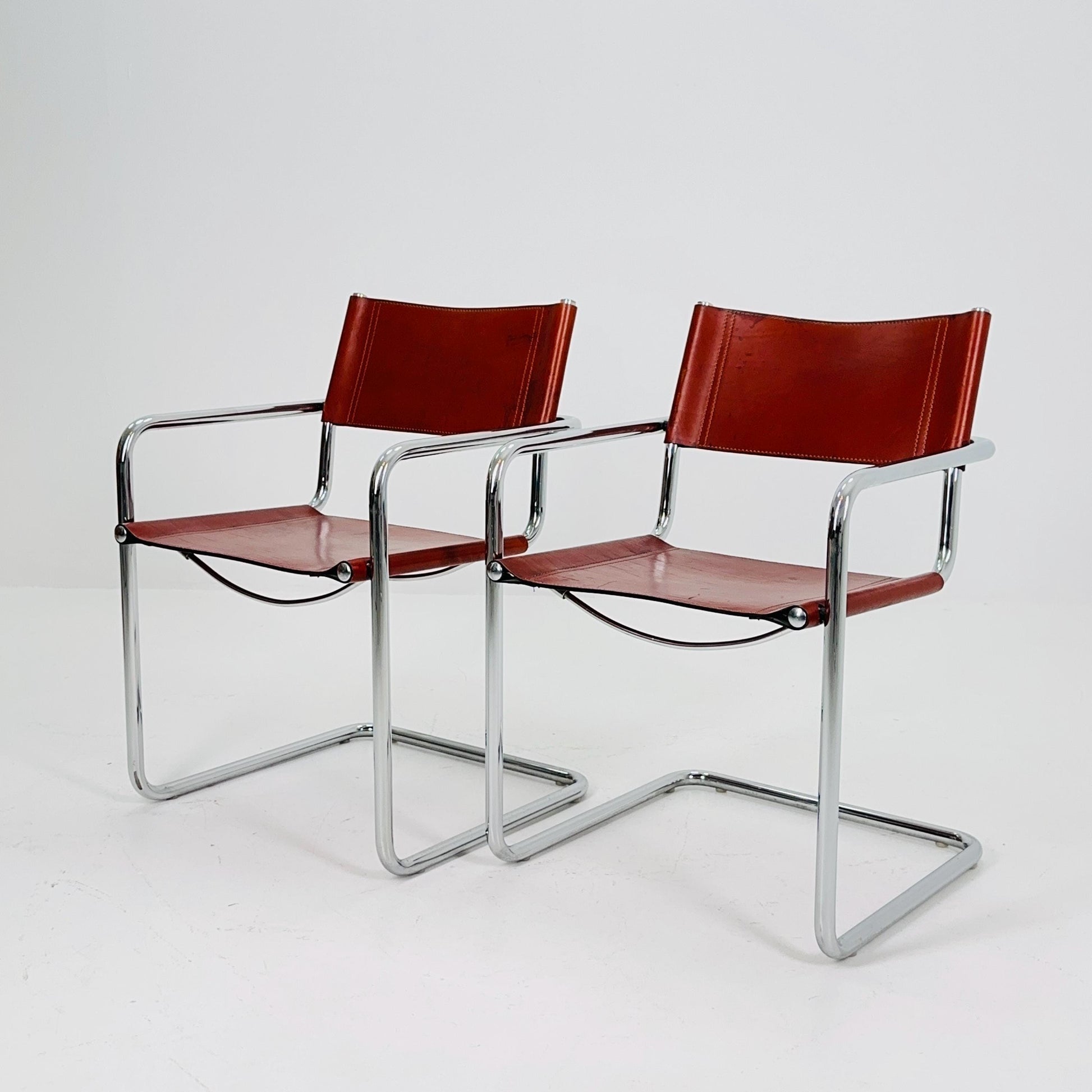 set of 2 Mid century Model MG5 Centro Studi desk chair by Mart Stam & Marcel Breuer for Matteo Grassi, Italy 1980s