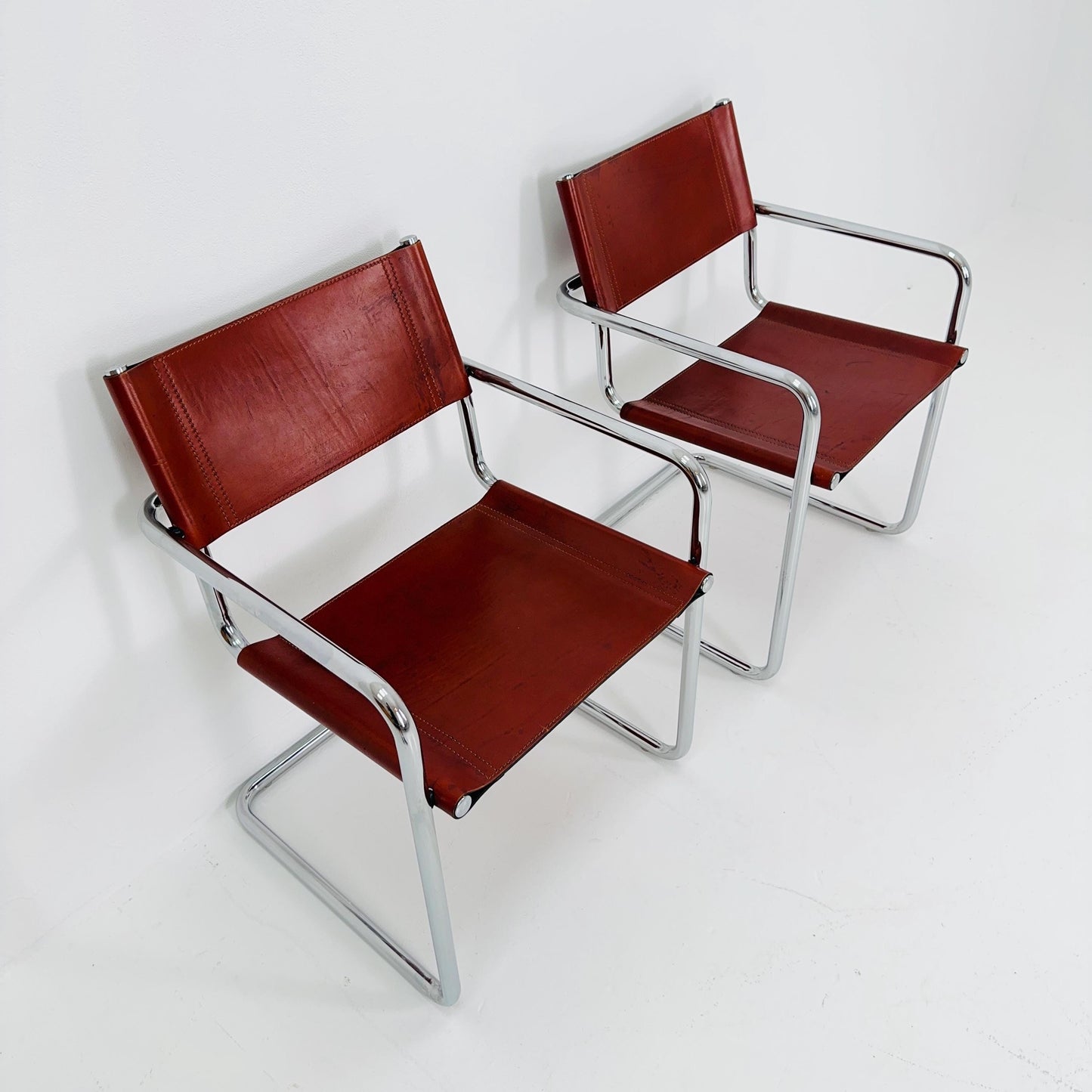 set of 2 Mid century Model MG5 Centro Studi desk chair by Mart Stam & Marcel Breuer for Matteo Grassi, Italy 1980s