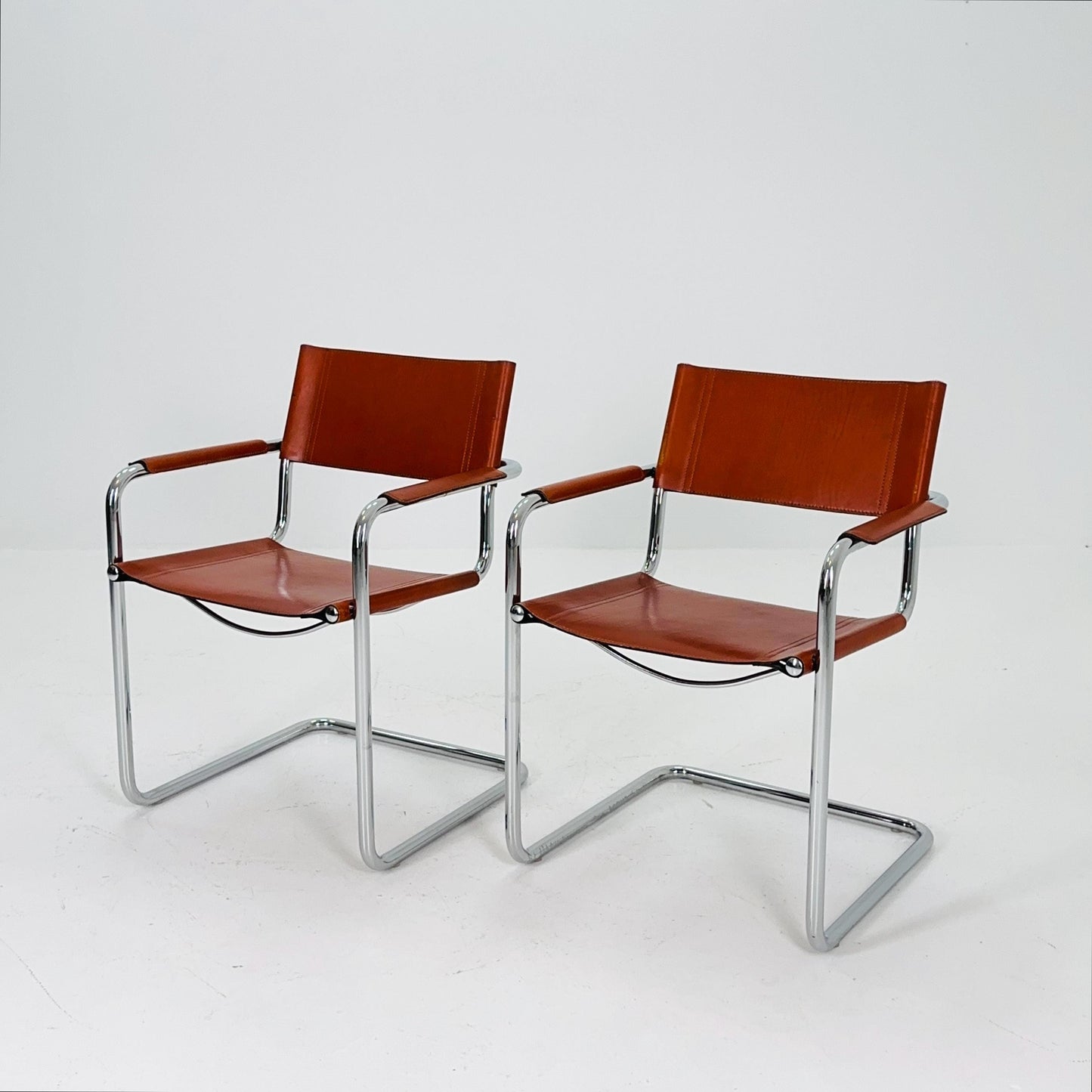 1 of 4 Model MG5 Centro Studi dining cognac leather chairs by Mart Stam & Marcel Breuer for Matteo Grassi, 1980s