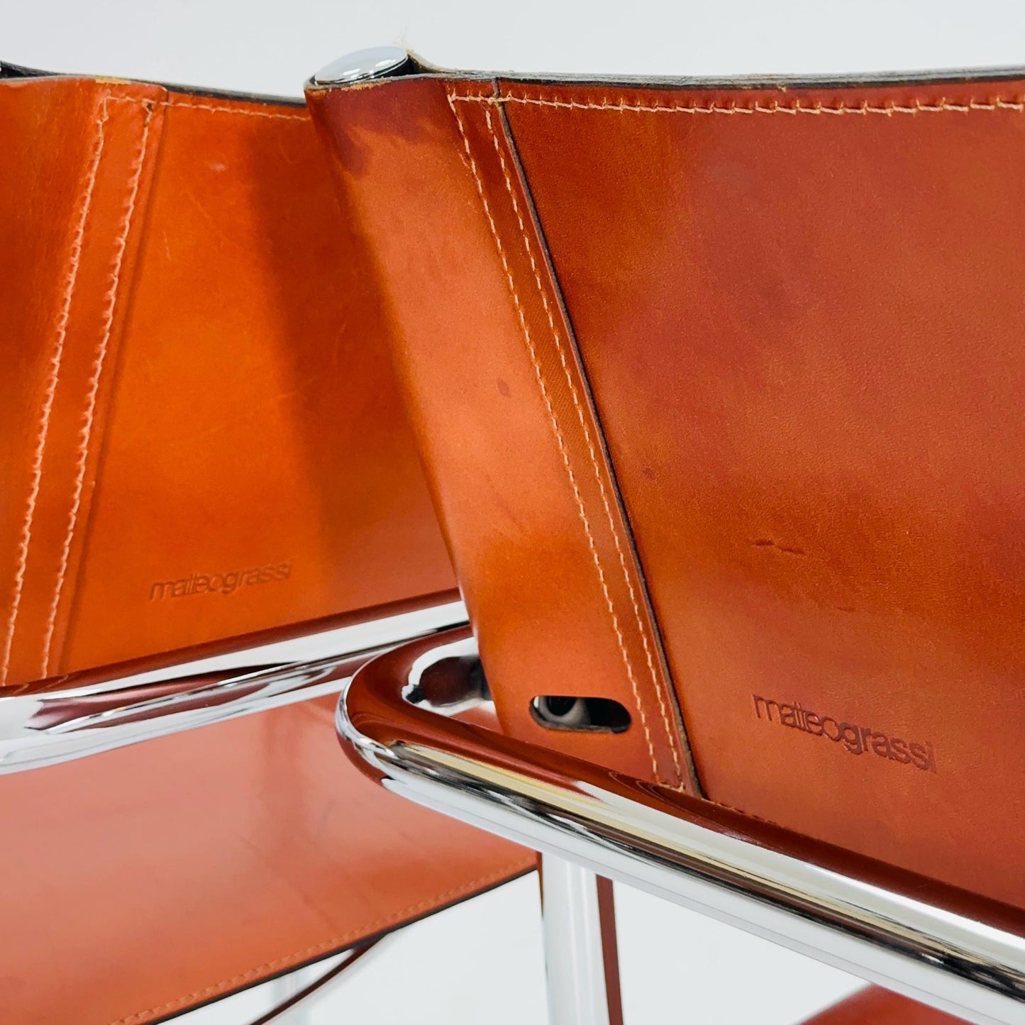 1 of 4 Model MG5 Centro Studi dining cognac leather chairs by Mart Stam & Marcel Breuer for Matteo Grassi, 1980s