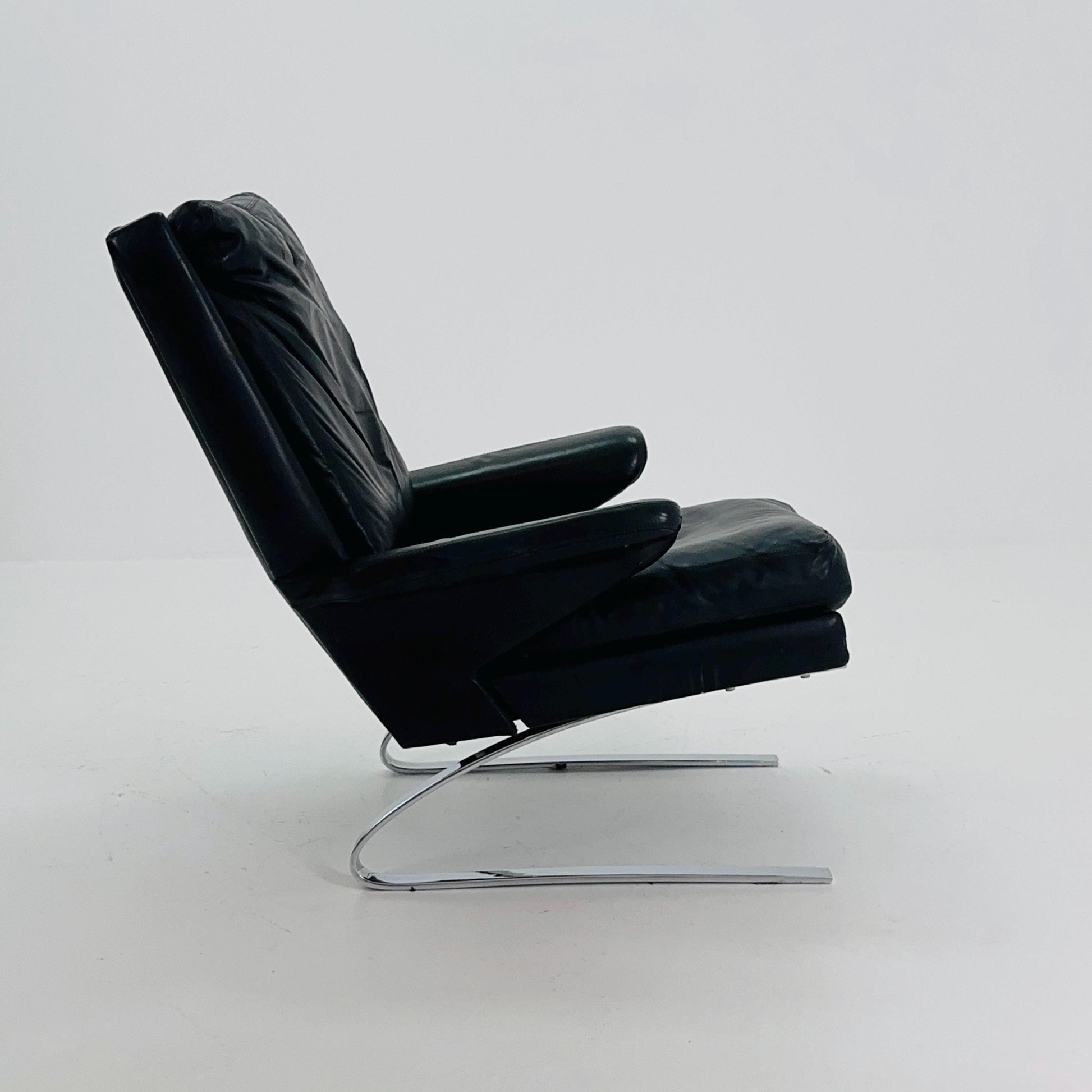 Mid Century Black Swing Lounge Chair by Reinhold Adolf for Cor Germany 1960s