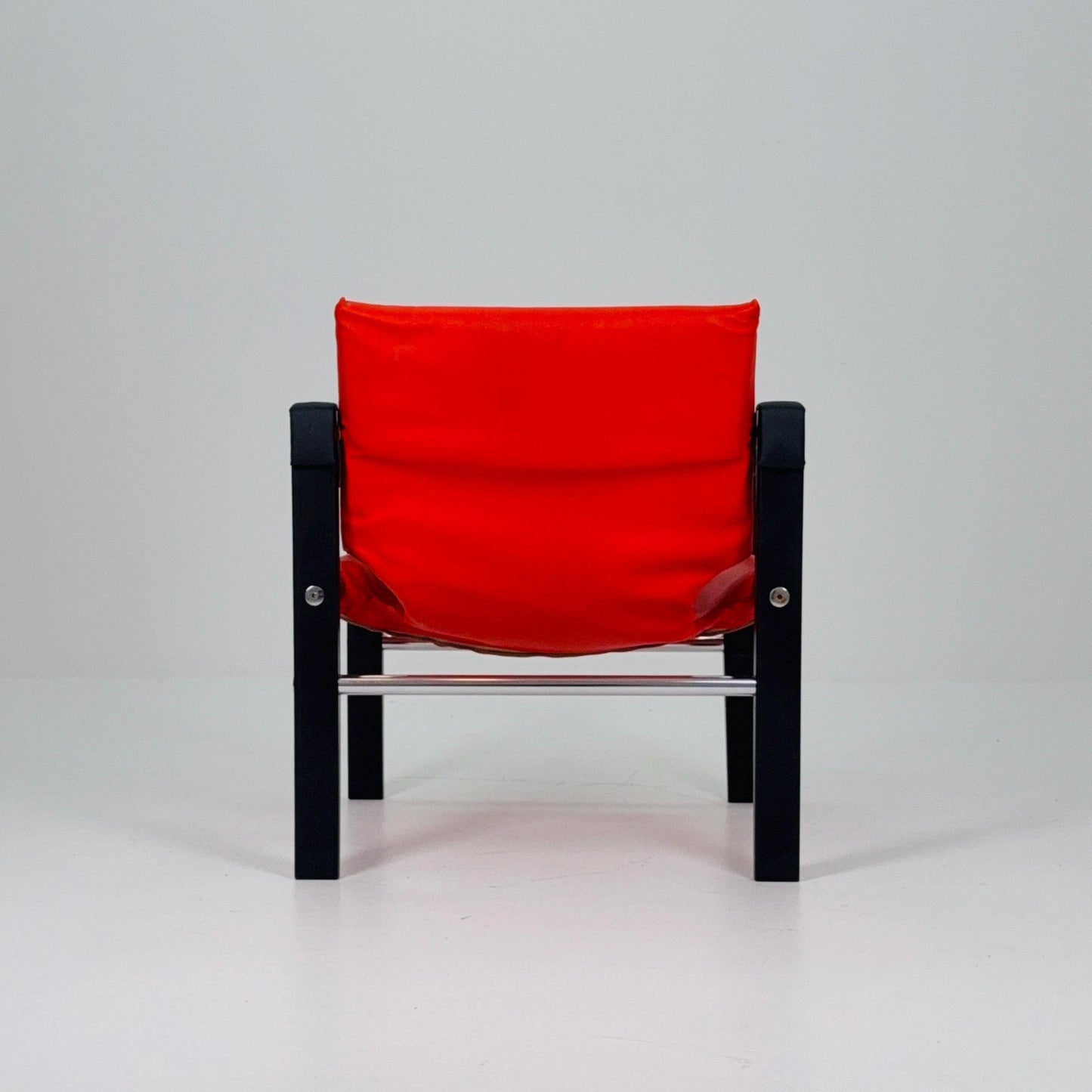 Mid century Red leather Safari armchairs from Arkana by Maurice Burke, United Kingdom 1970s Scotland