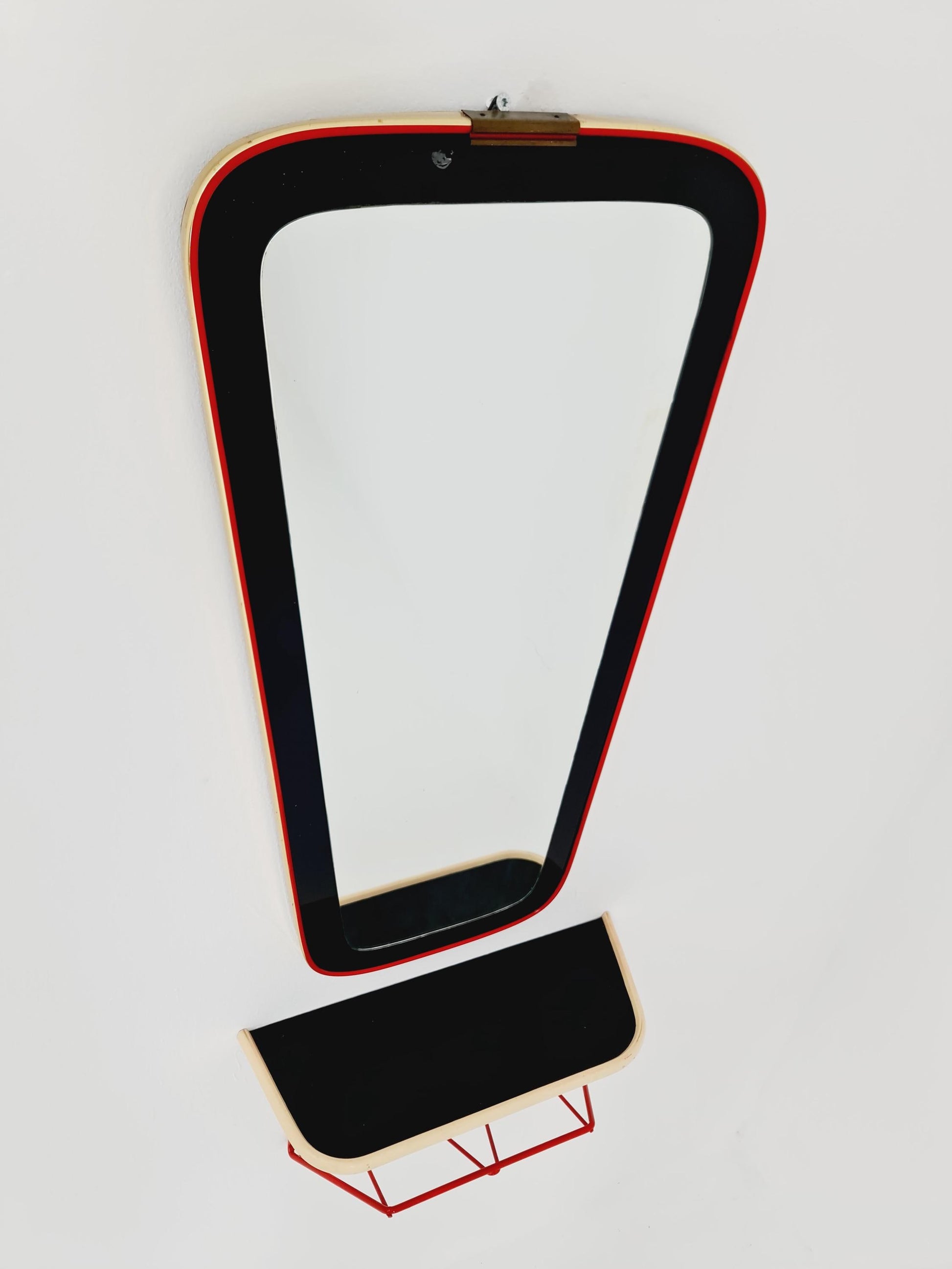 Mid Century asymmetric German Original kidney wall mirror with shelf from the 60s model Rockabilly