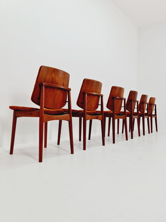 Midcentury teak Dining chairs by Arne Hovmand Olsen 1960s, set of 6