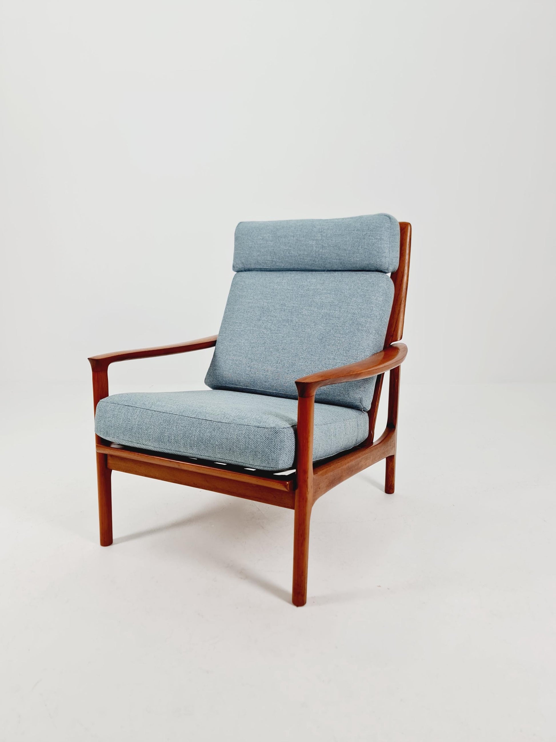 Mid Century Solid teak lounge chair/ Easy chair by Eugen Schmidt , 1960s