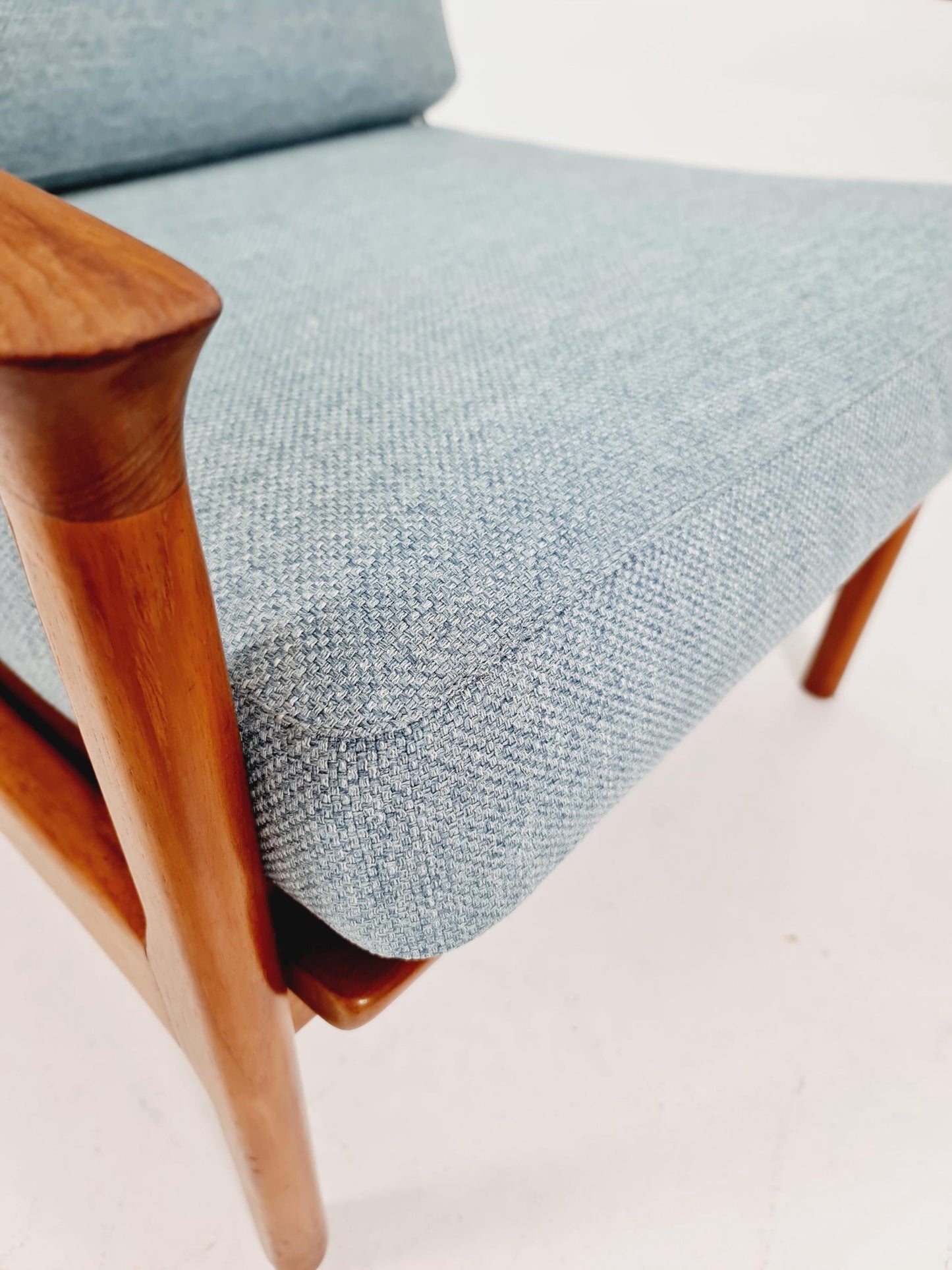 Mid Century Solid teak lounge chair/ Easy chair by Eugen Schmidt , 1960s