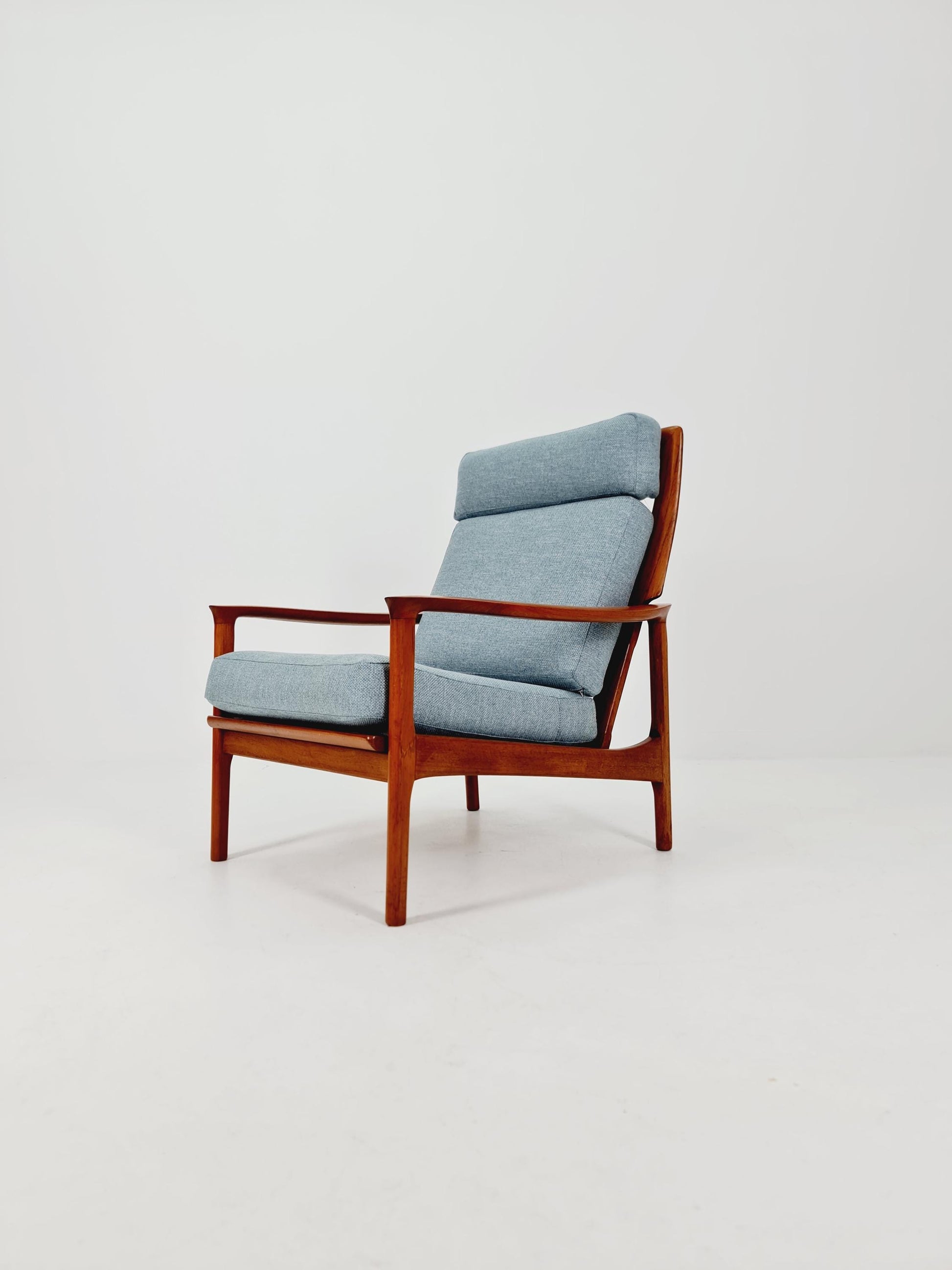 Mid Century Solid teak lounge chair/ Easy chair by Eugen Schmidt , 1960s