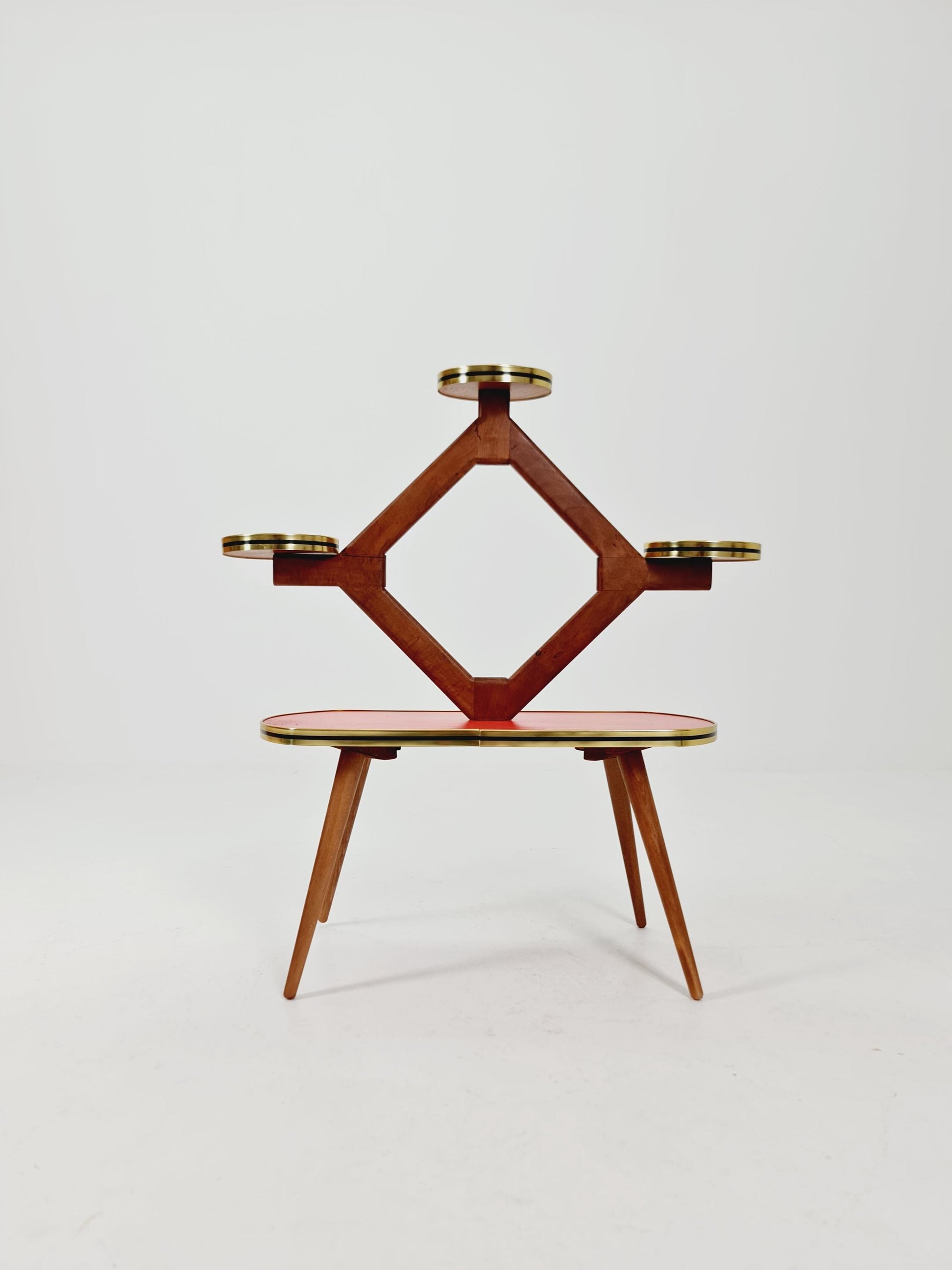 Rare Large German Plant Stand, Colorful Vintage Mid-Century Minimalist Indoor Plant Stand Side Table Retro flower table, 1950s