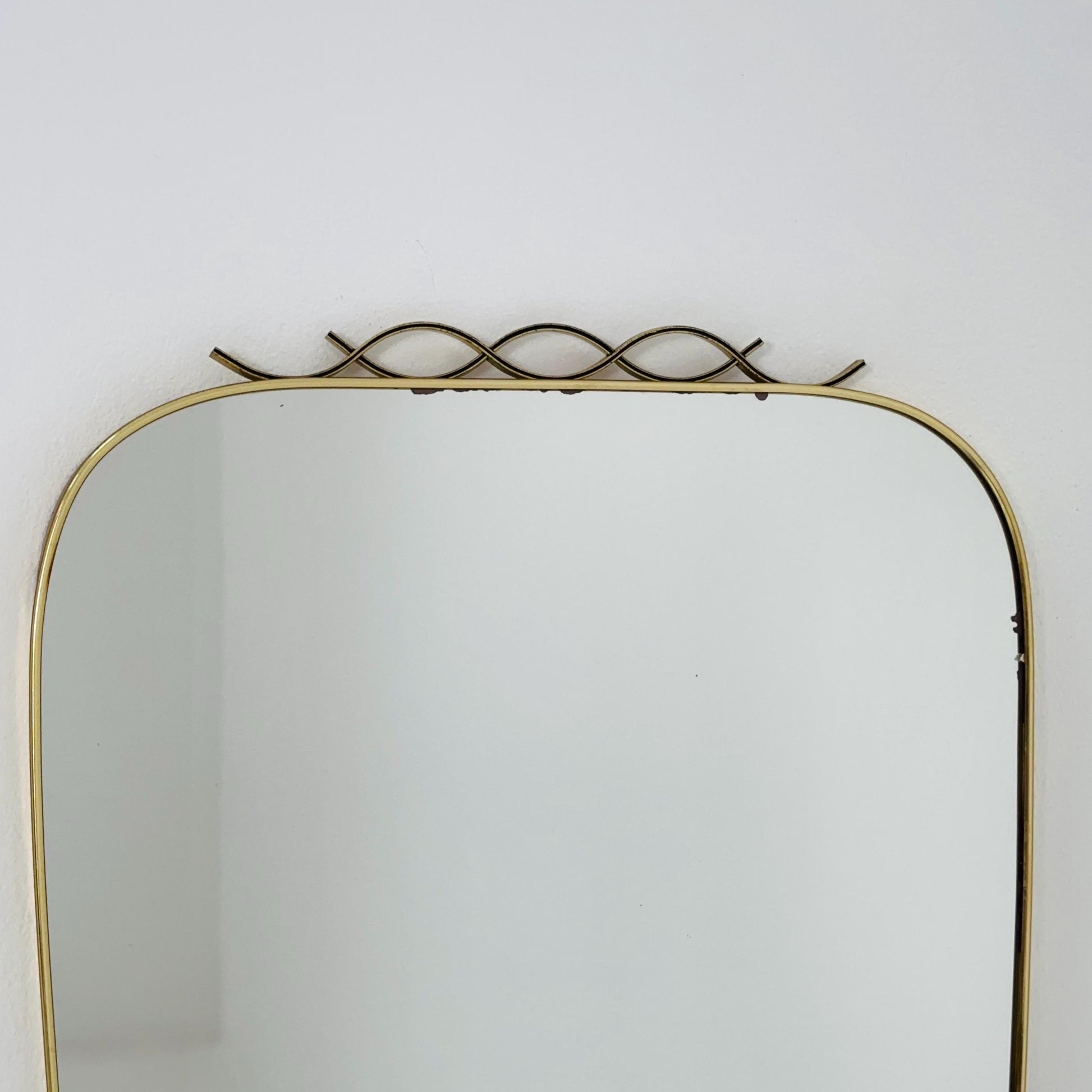 mid-century brass wall mirror with braided hanging strap from West Spiegel, Germany, 1960s