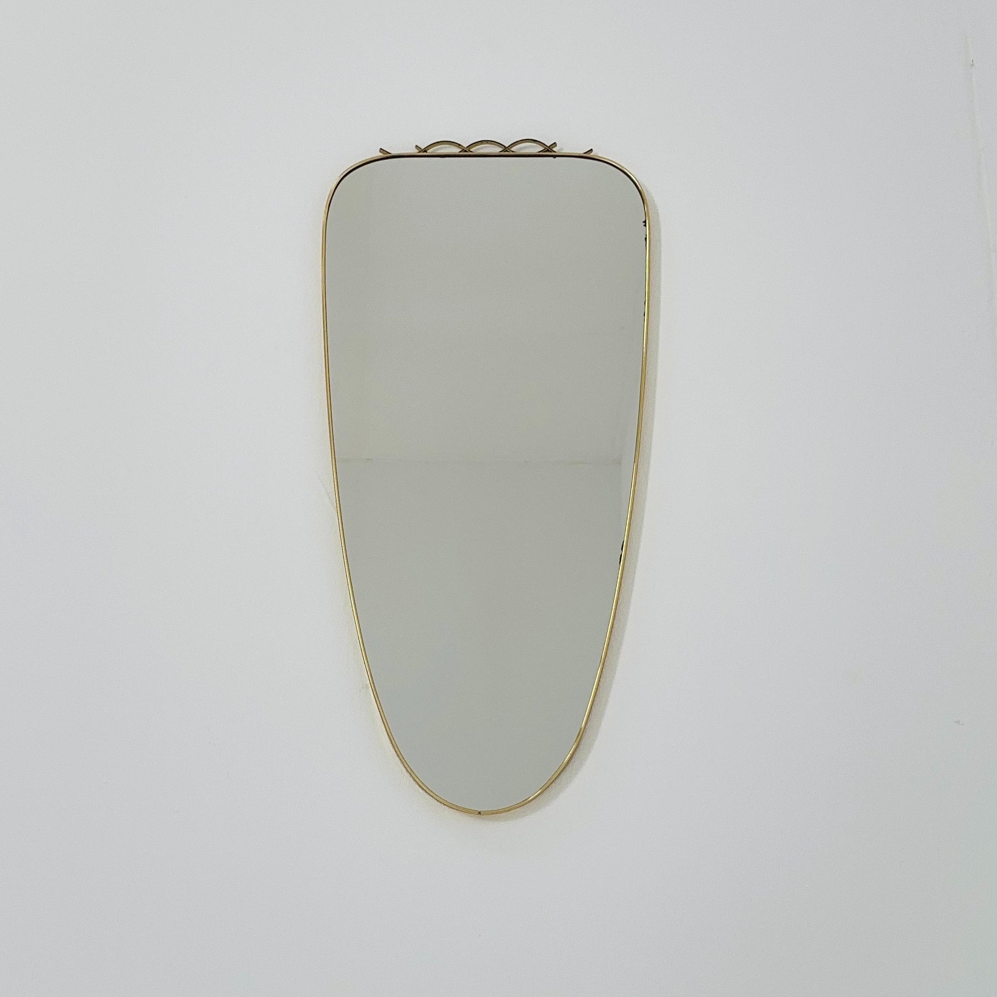 mid-century brass wall mirror with braided hanging strap from West Spiegel, Germany, 1960s