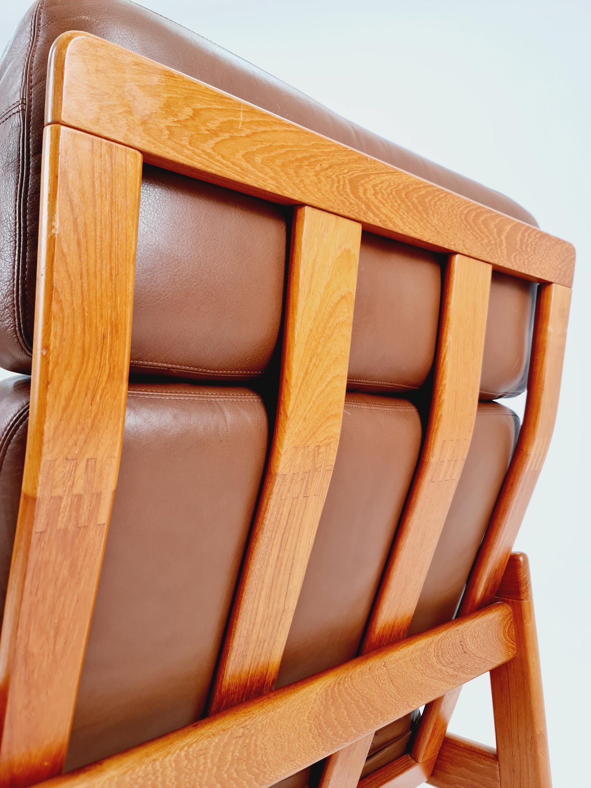 Mid Century Solid Teak & real Leather lounge chair/ Easy chair By Niels Eilersen Illum Wikkelso , 1960s