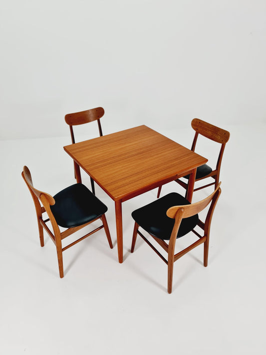 Danish rectangular teak table with two extension leaves, Denmark 1960s