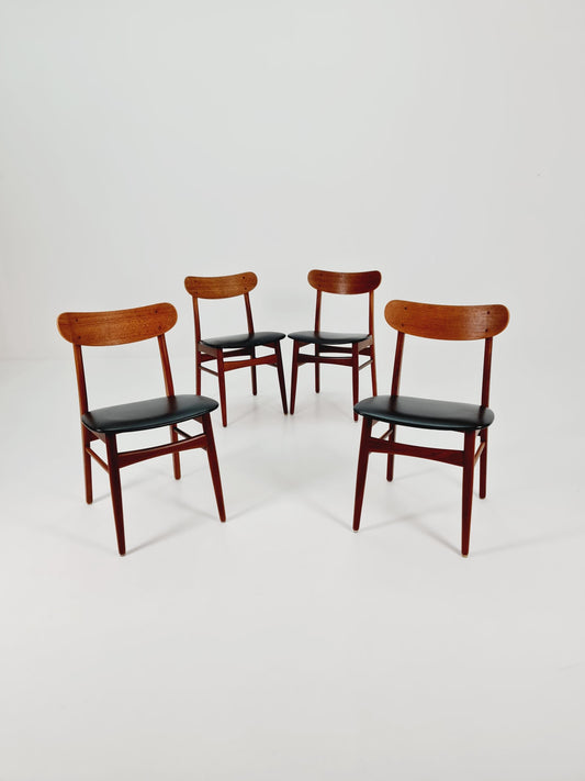 Vintage Danish solid teak dining Chairs By glostrup Denmark , 1960s, Set of 4