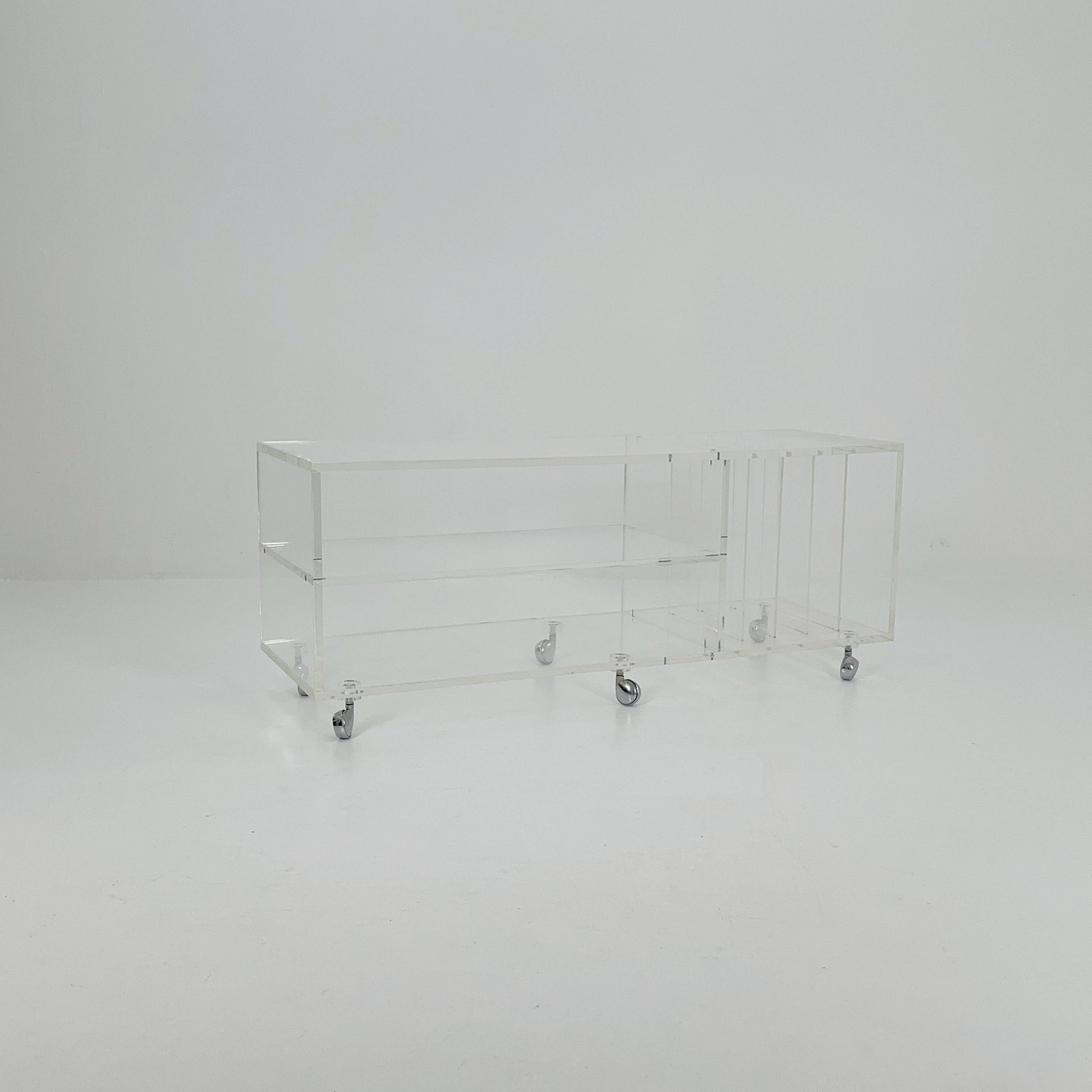 Space age Plexiglass vinyl coffee table - sideboard /Trolly by Michel Dumas for Roche Bobois 1970s