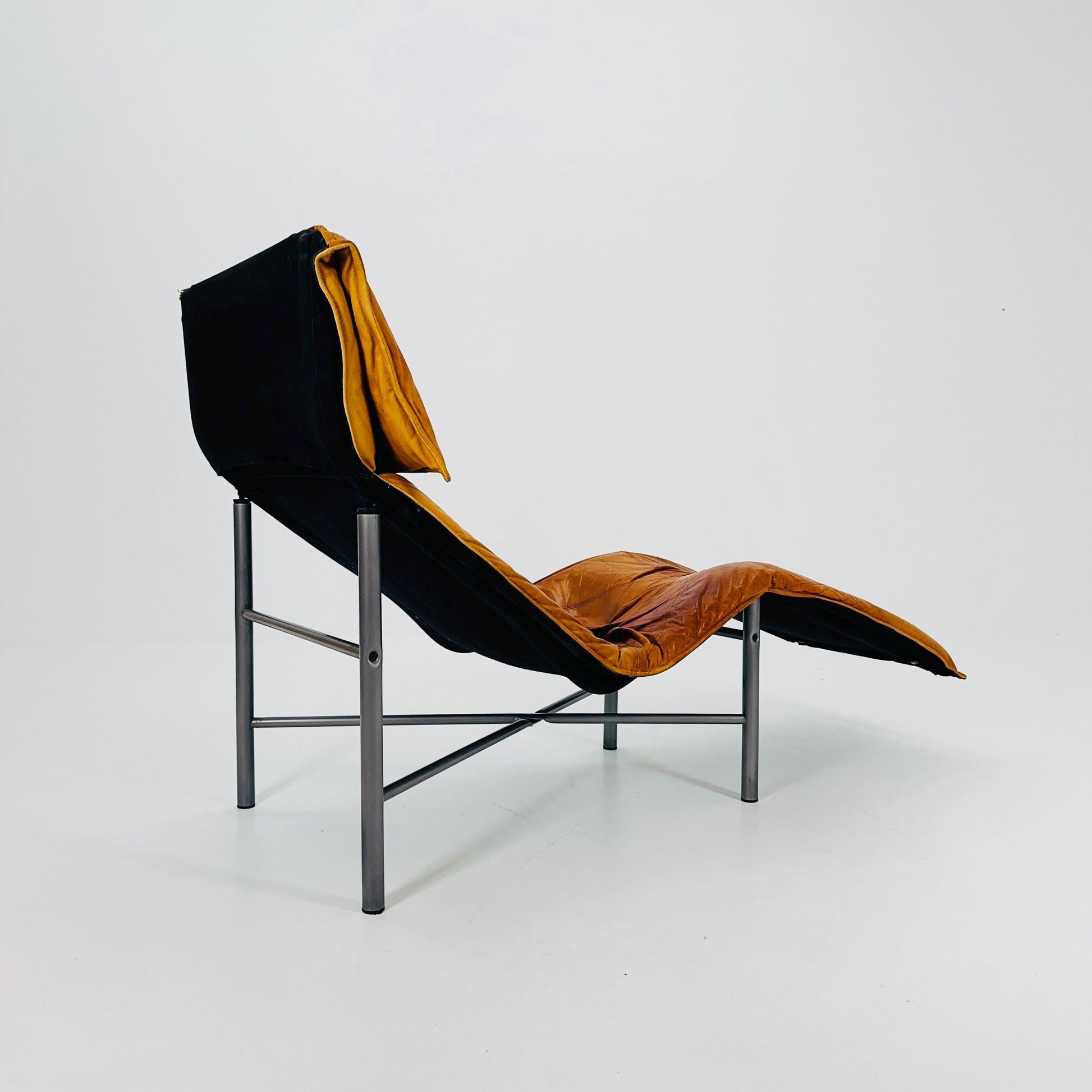Mid century scandinavian Skye lounge chair by Tord BJORKLUND for Ikea in cognac leather 1970s