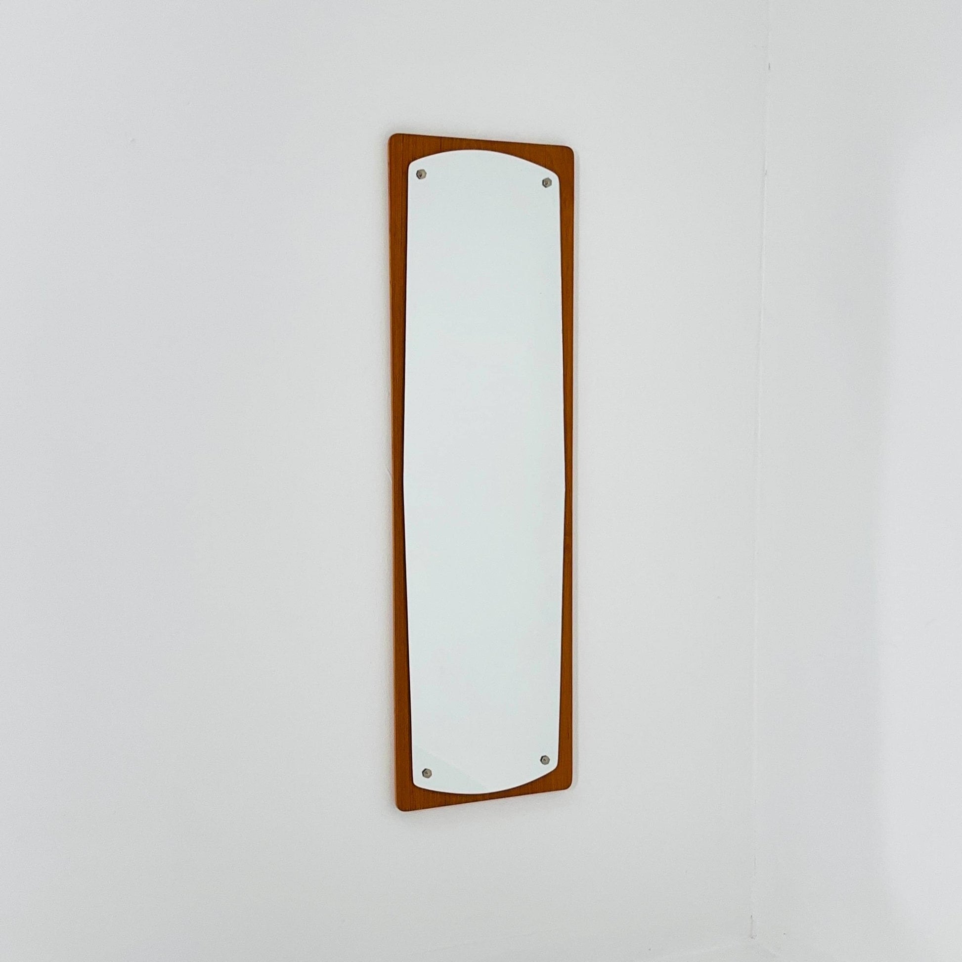 Mid century Scandinavian Mirror with Curved Glass, by Eriksmålaglas Sweden 1960s
