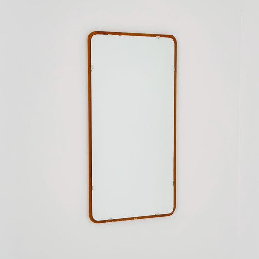 Mid century Scandinavian Mirror with Curved Glass, by Eriksmålaglas Sweden 1960s