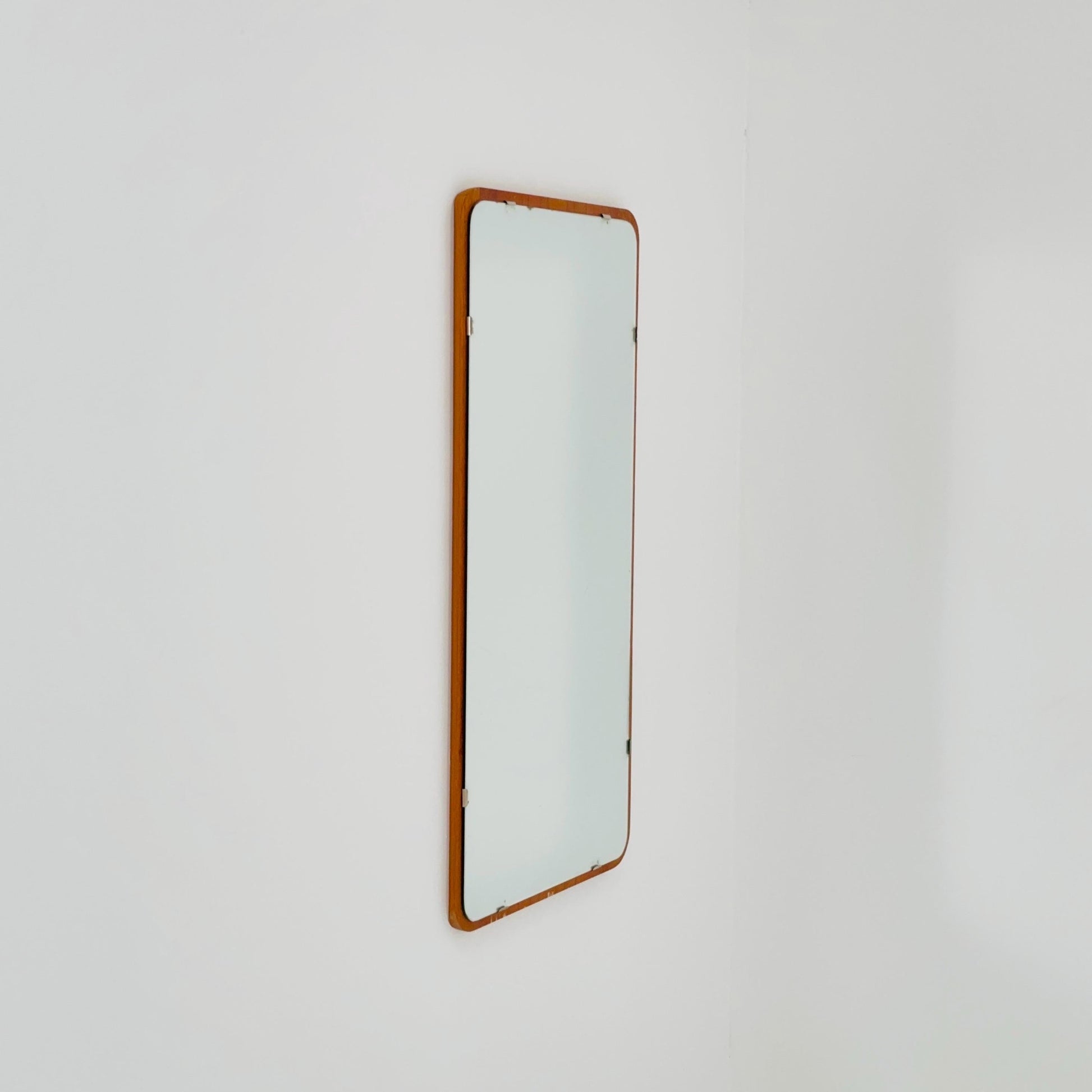 Mid century Scandinavian Mirror with Curved Glass, by Eriksmålaglas Sweden 1960s