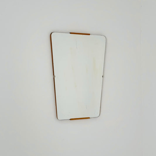 Mid century Scandinavian Mirror with Curved Glass, by Eriksmålaglas Sweden 1960s